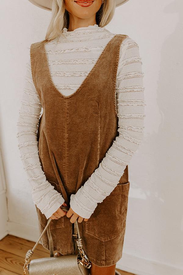 Uptown Manhattan Corduroy Mini Dress in Mocha Product Image