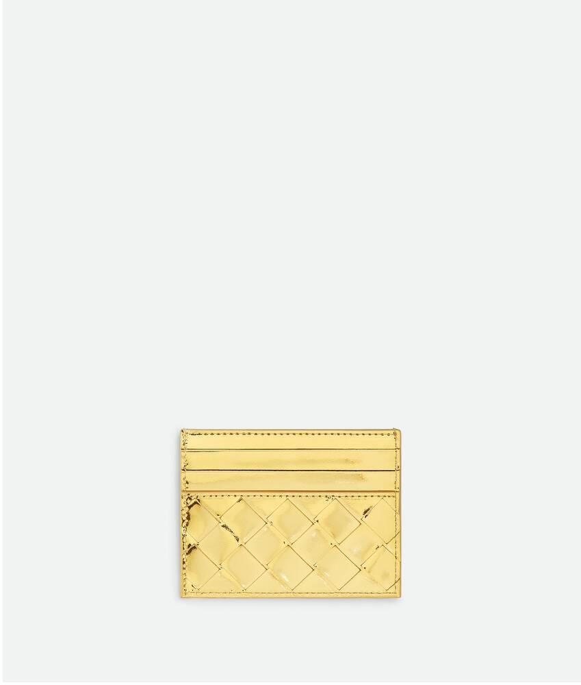 Women's Intrecciato Credit Card Case in Gold Product Image