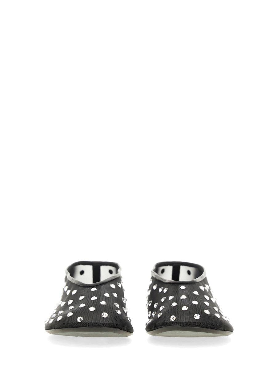 KHAITE Marcy Crystal-embellished Mesh Flats In Black Product Image