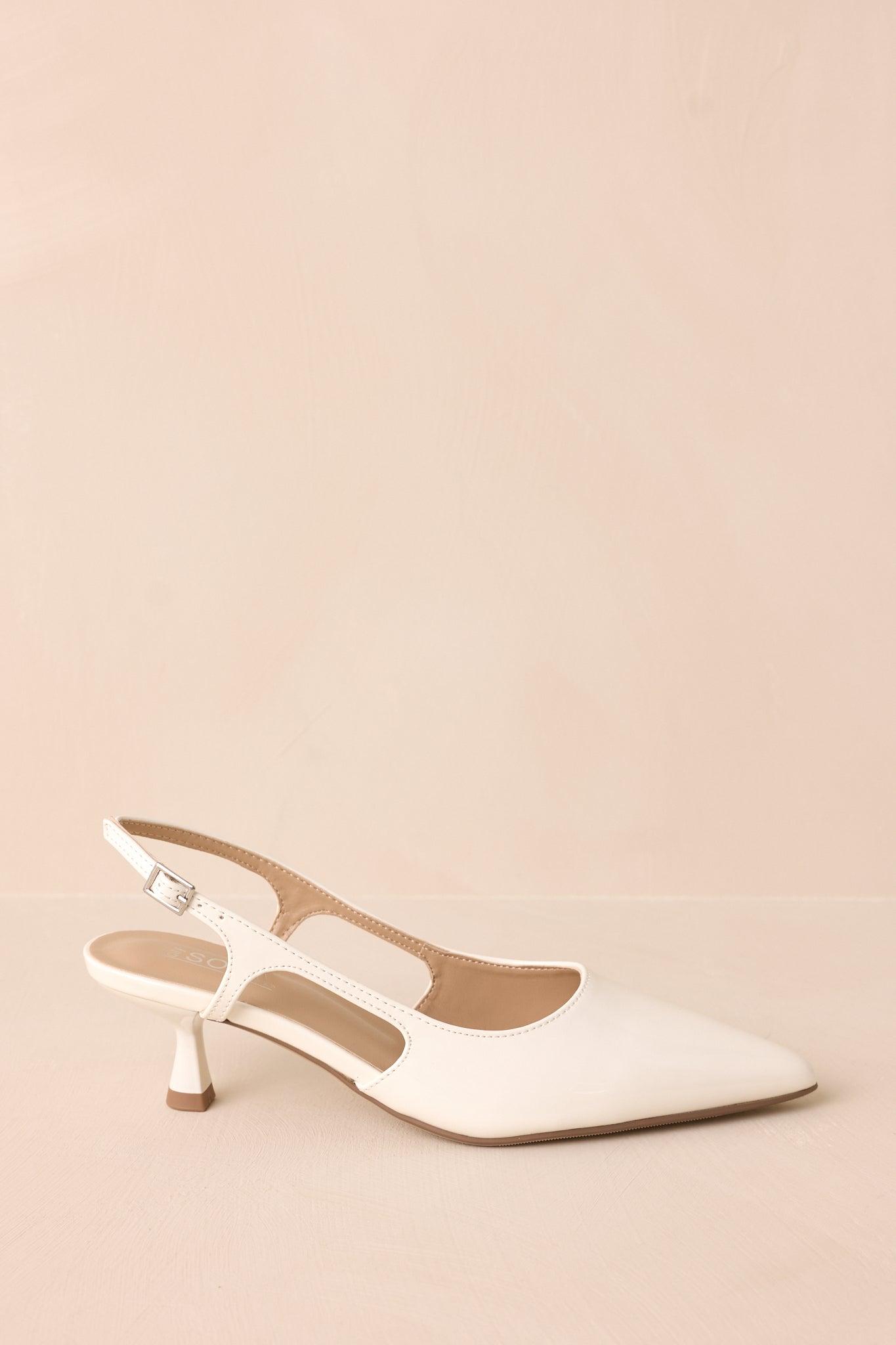 Fiercely Stunned White Patent Kitten Heels Product Image