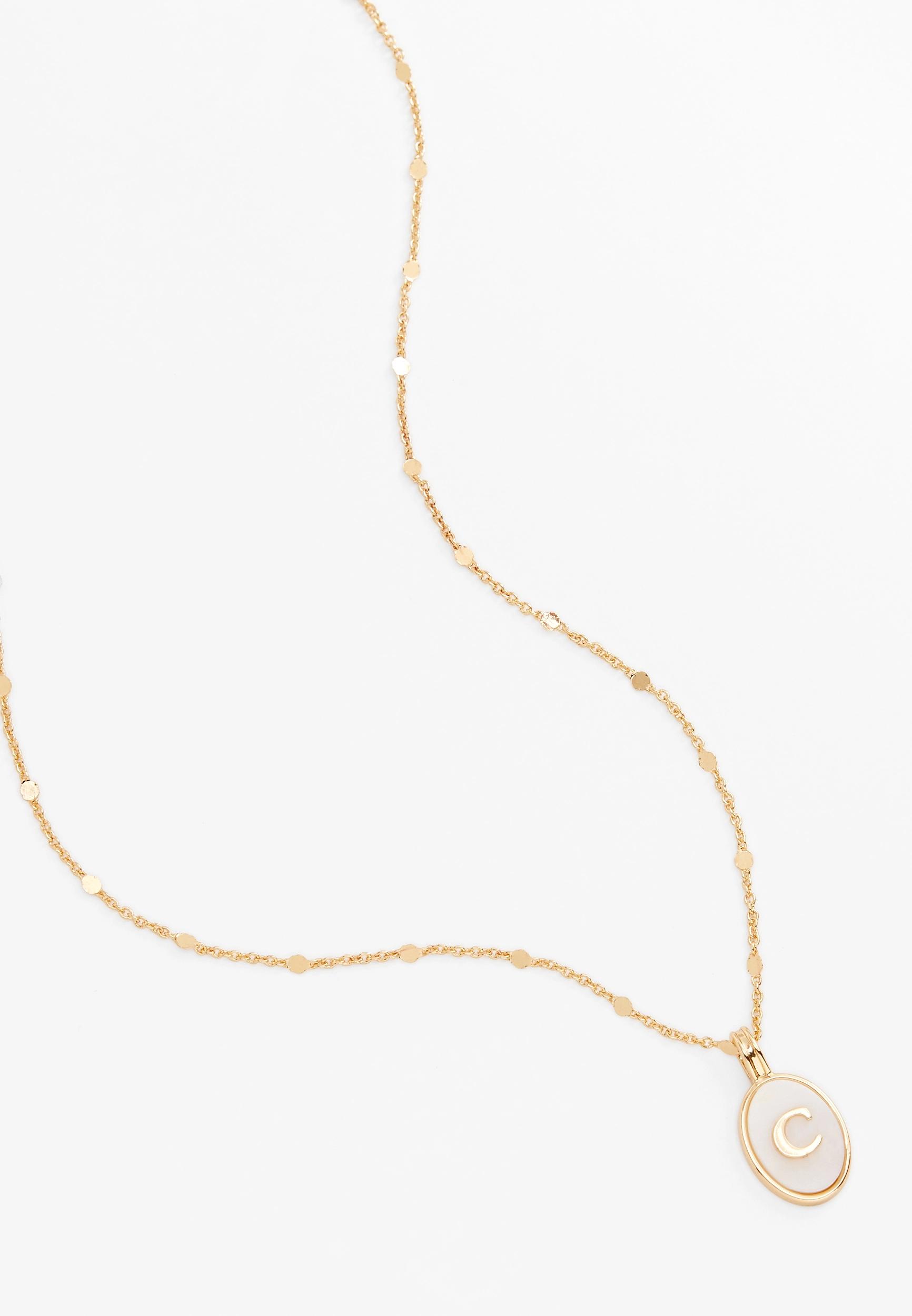 Maurices Womens Gold Oval Initial Pendant Necklace Product Image