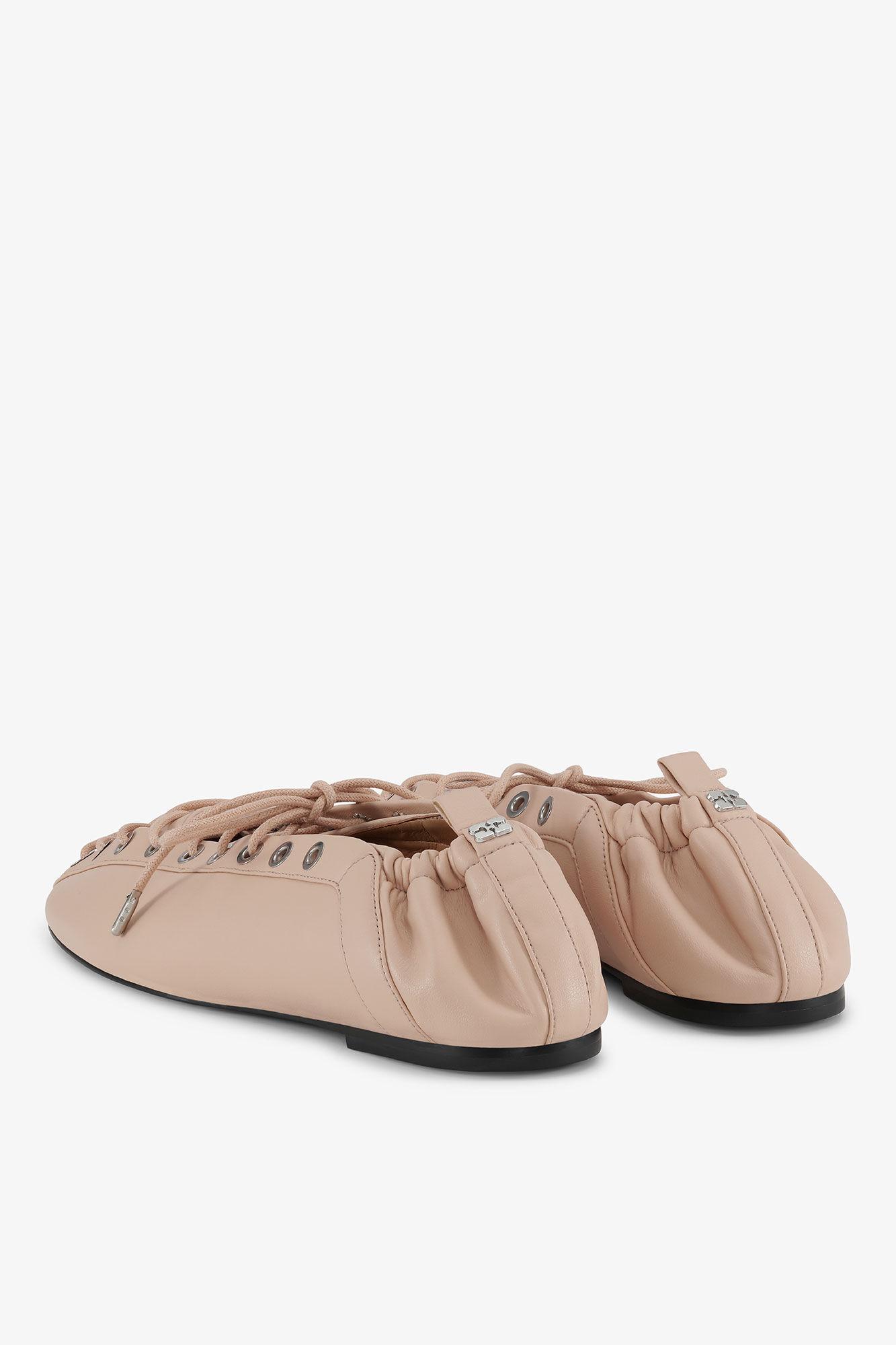 Beige Lace-Up Ballerinas Product Image