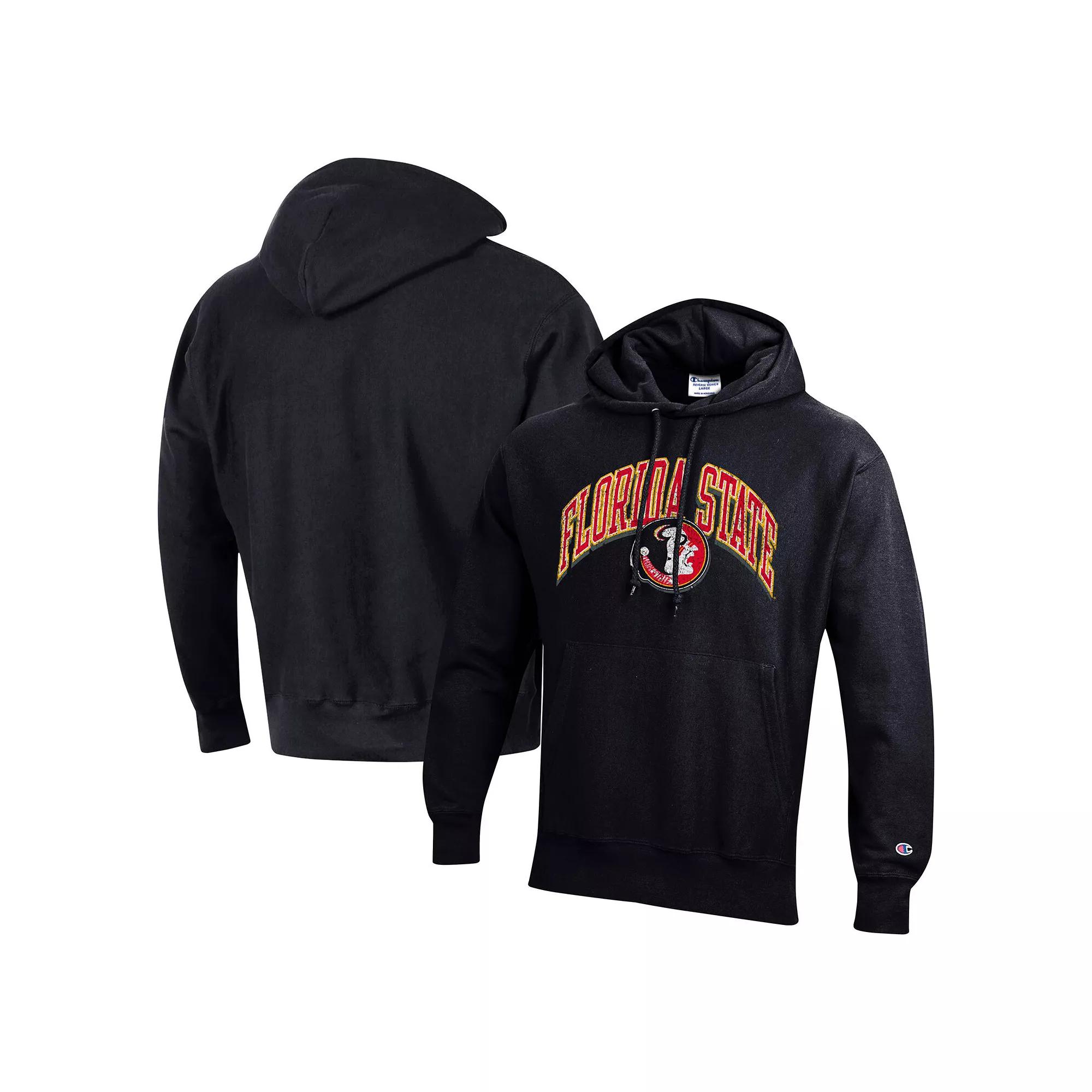 Men's Champion Black Florida State Seminoles Vault Late Night Reverse Weave Pullover Hoodie,  Product Image