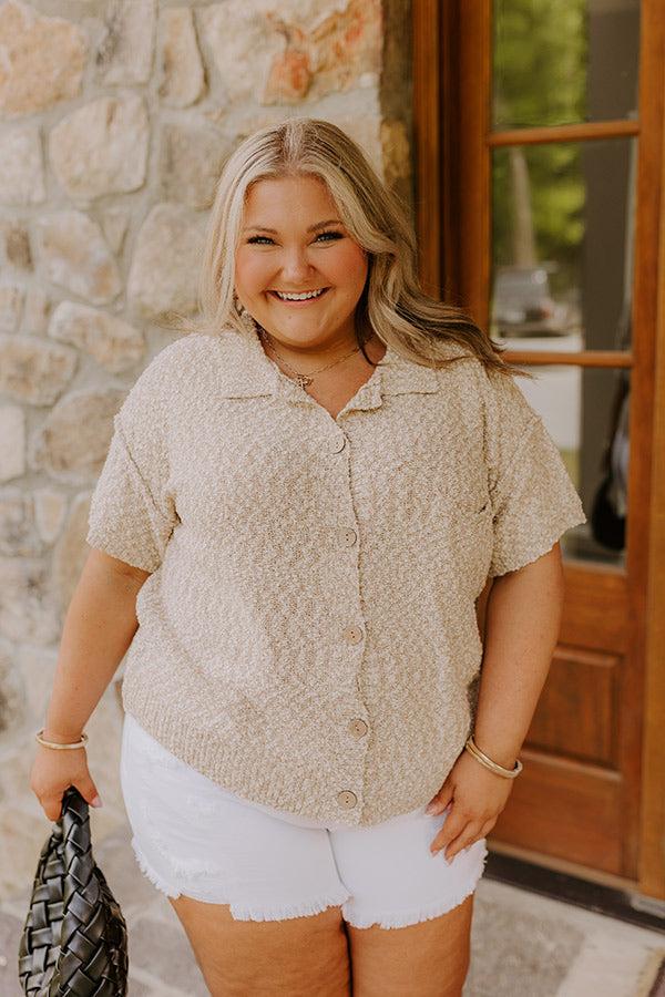 Latte Sippin Knit Button Up Curves Product Image