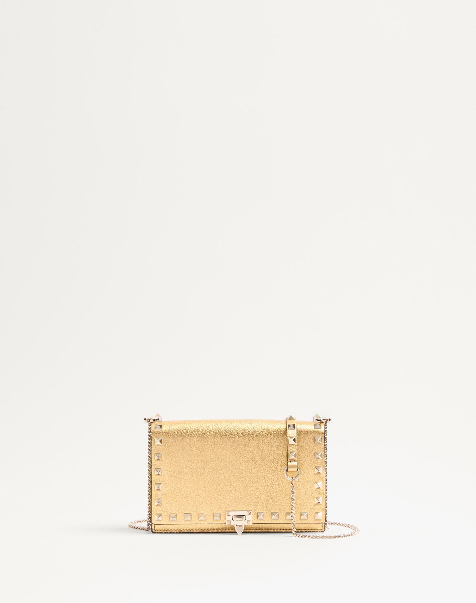 Rockstud Mini Calfskin Bag With Chain In Laminated Grainy Calfskin Product Image