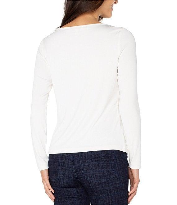 Liverpool Los Angeles Boat Neck Long Sleeve Knit Ribbed Top Product Image