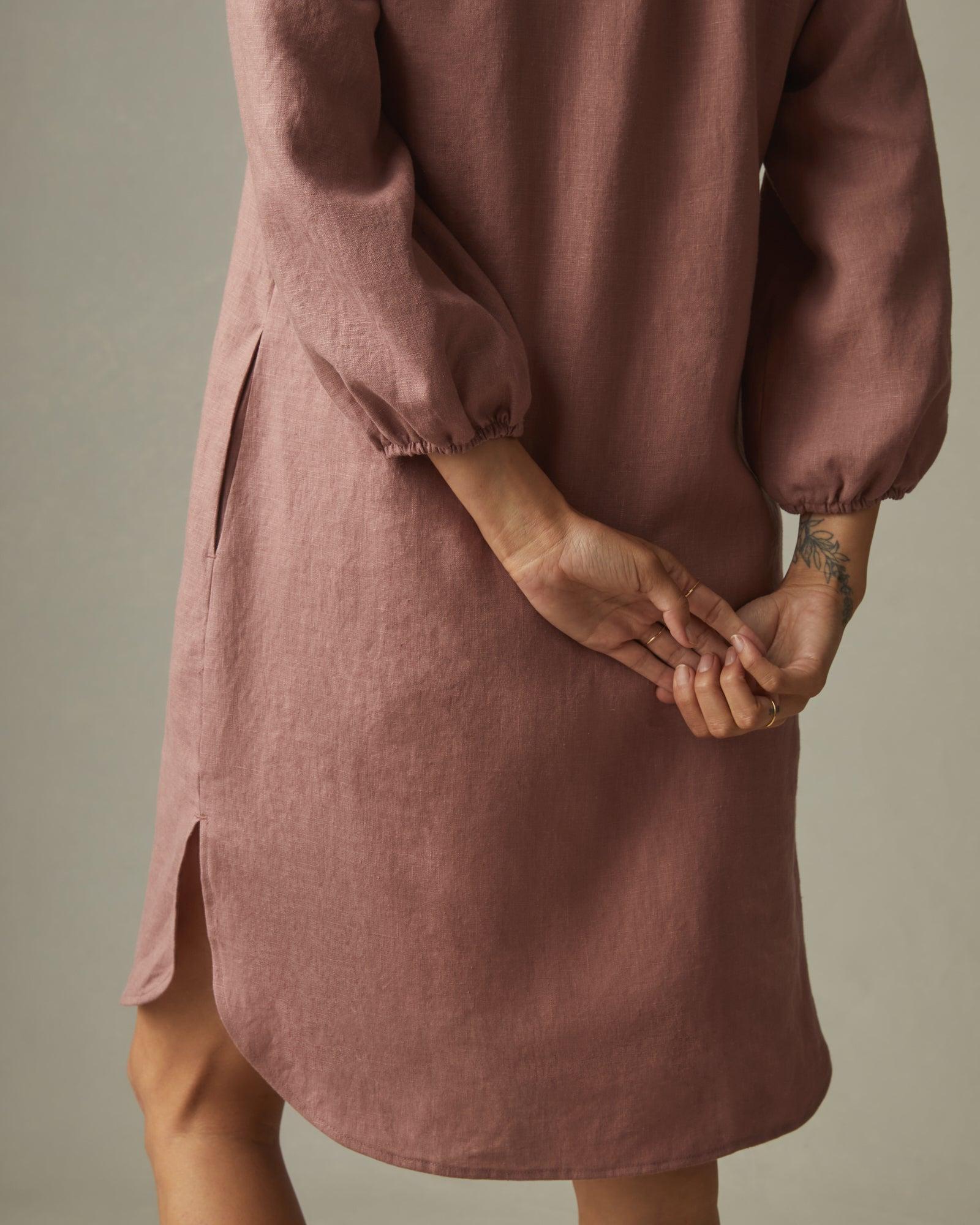 Women's Linen Tunic Dress - Burlwood Female Product Image