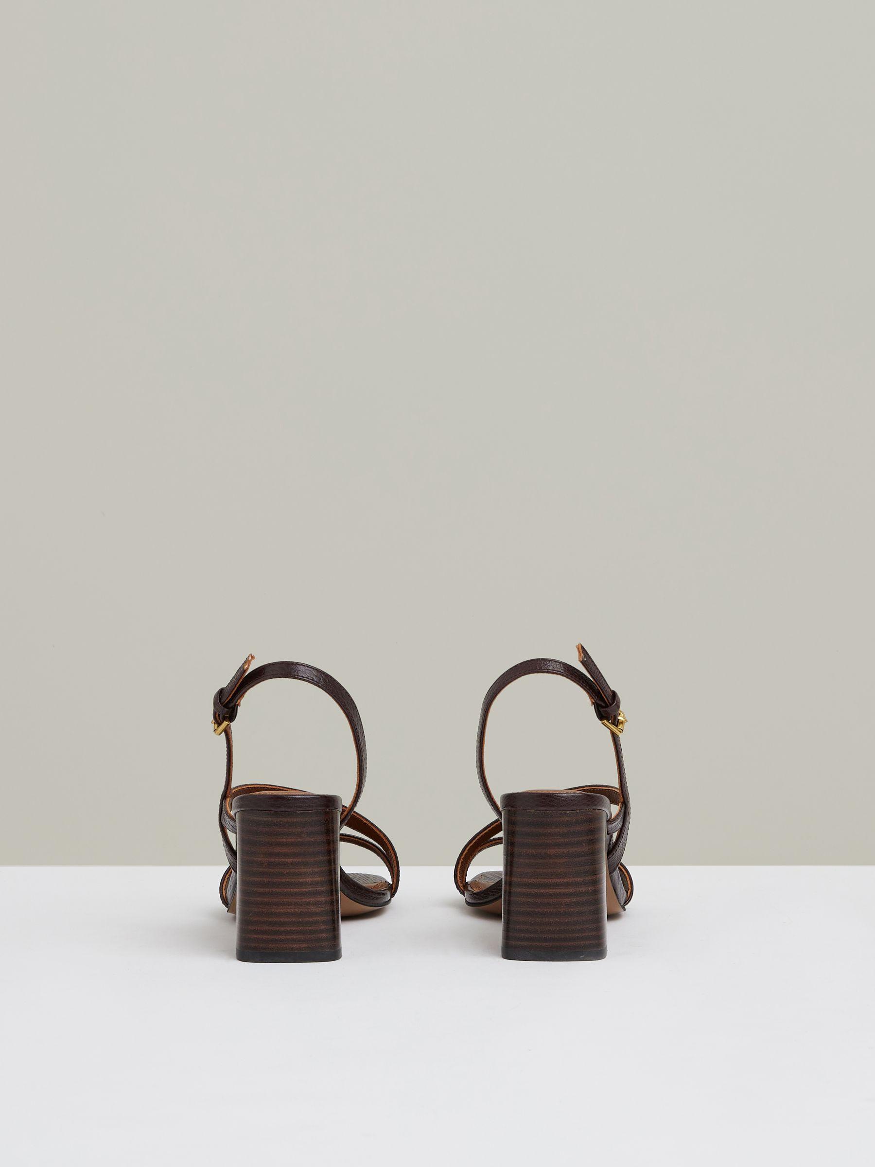 Strappy Leather Heeled Sandals in Chocolate Product Image