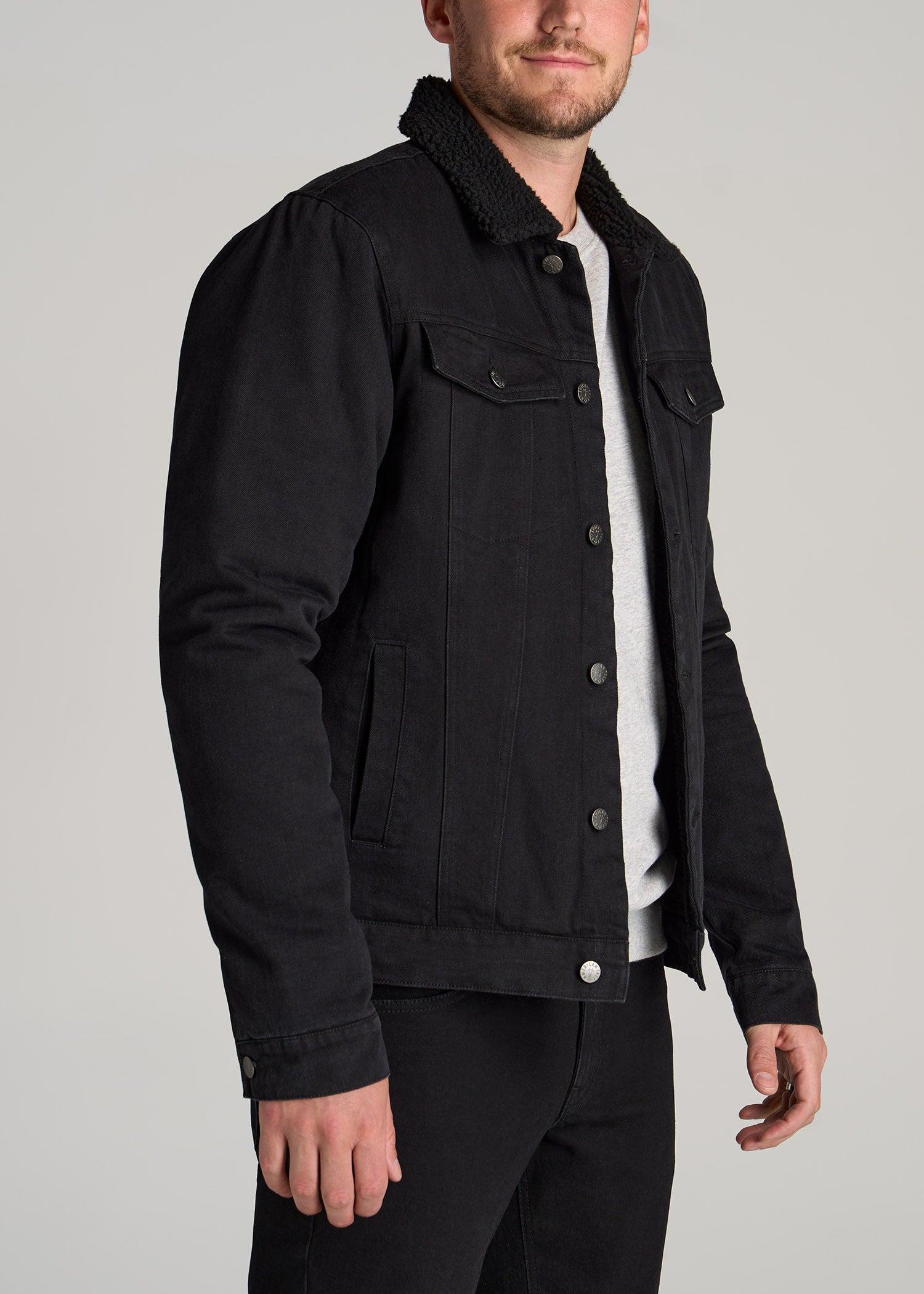 Denim Sherpa Jacket for Tall Men in Onyx Black Wash Male Product Image