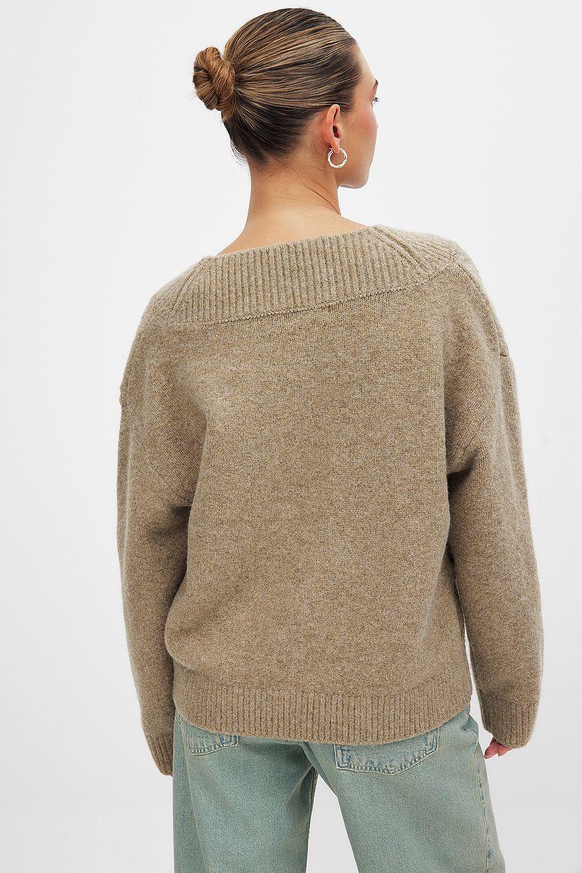 Knitted V-Neck Cable Sweater Product Image