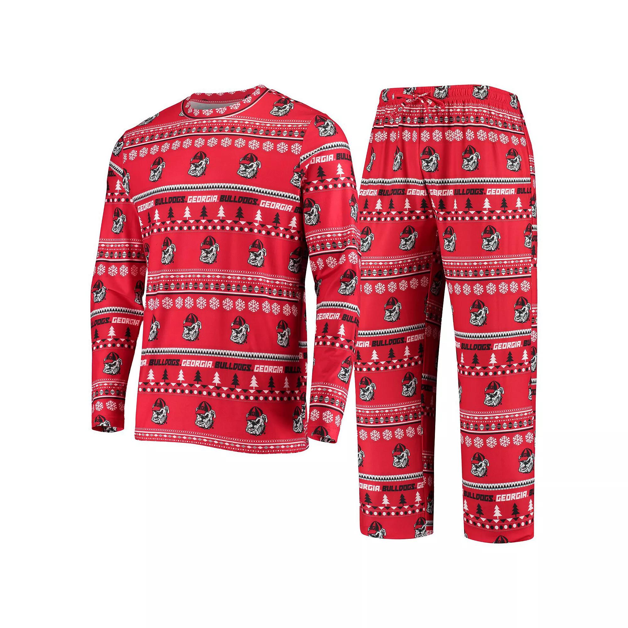 Men's Concepts Sport Red Georgia Bulldogs Ugly Sweater Knit Long Sleeve Top and Pant Set,  Product Image
