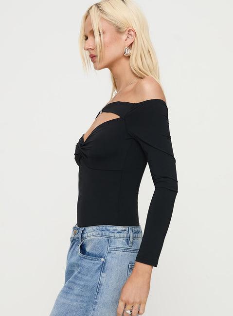 Bleue Long Sleeve Bodysuit Black Product Image