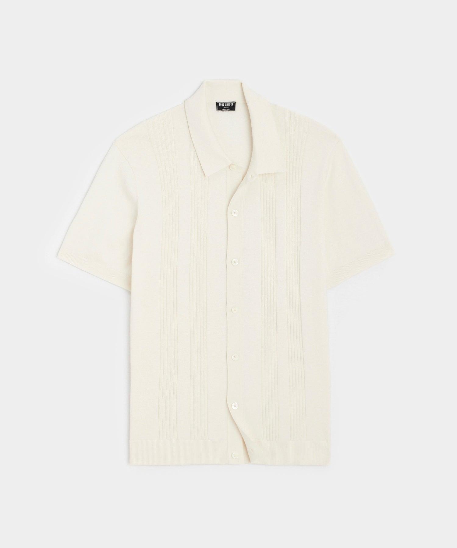 Silk-Cotton Ribbed Full-Placket Sweater Polo Product Image