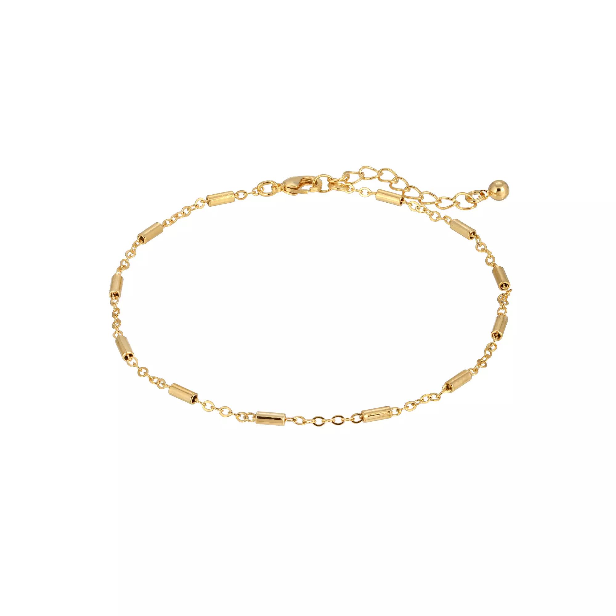 1928 Bar & Chain Anklet, Womens, Gold Tone Product Image