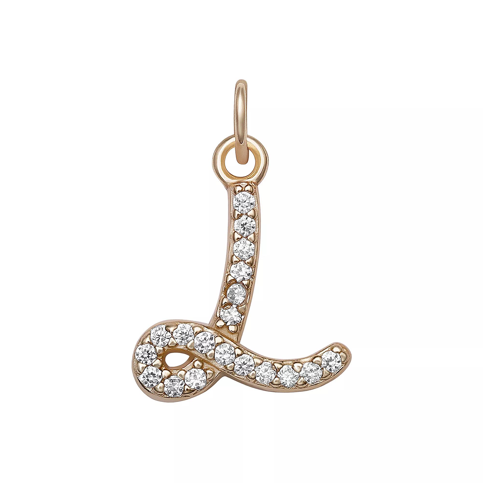LC Lauren Conrad Sterling Silver Cubic Zirconia Initial Charm, Womens, Gold Tone O Product Image