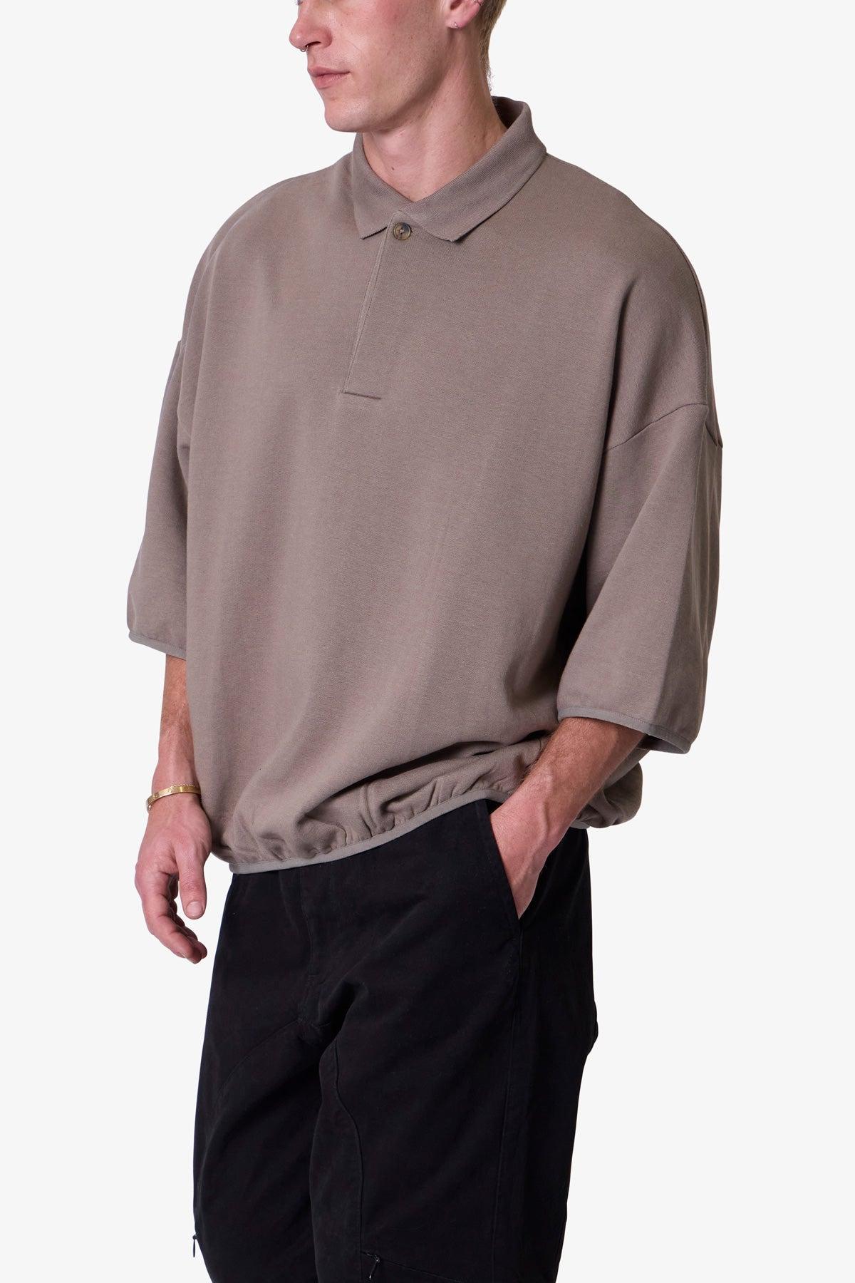 Oversized Knit Polo S/S Shirt - Bone Product Image