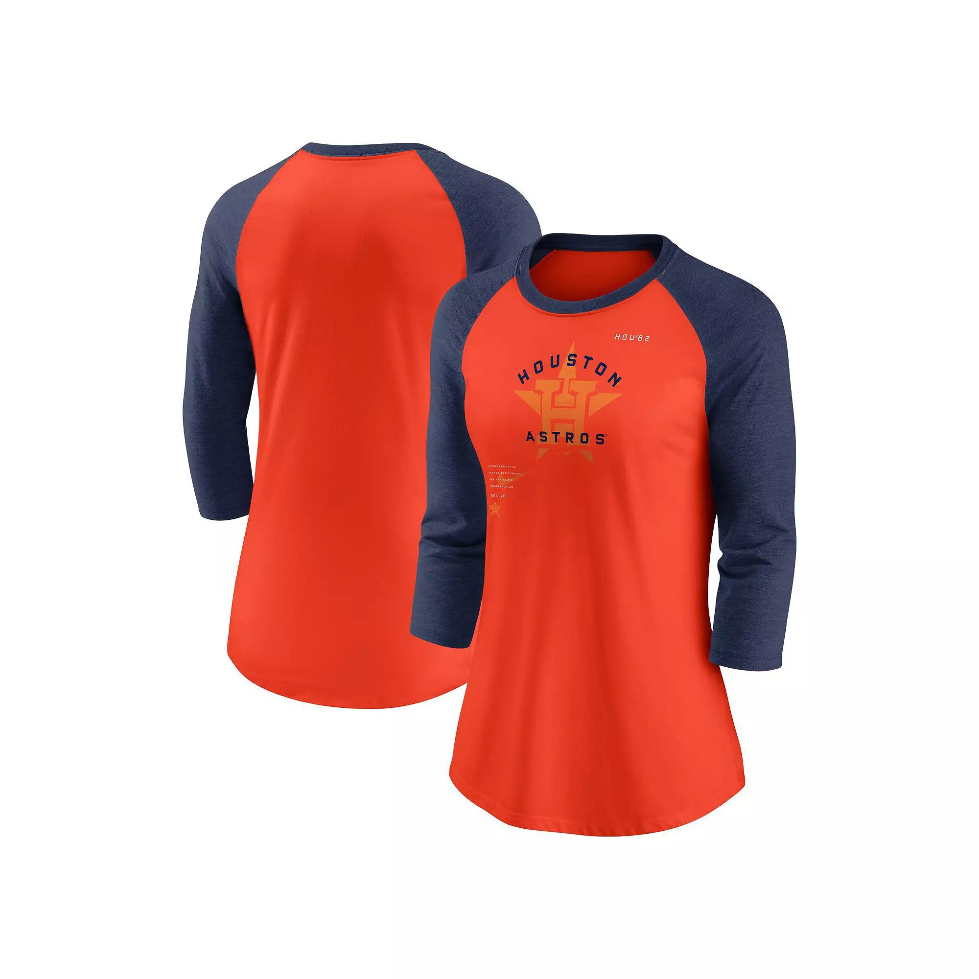 Women's Nike Orange/Black San Francisco Giants Next Up Tri-Blend Raglan 3/4-Sleeve T-Shirt, Size: XS Product Image