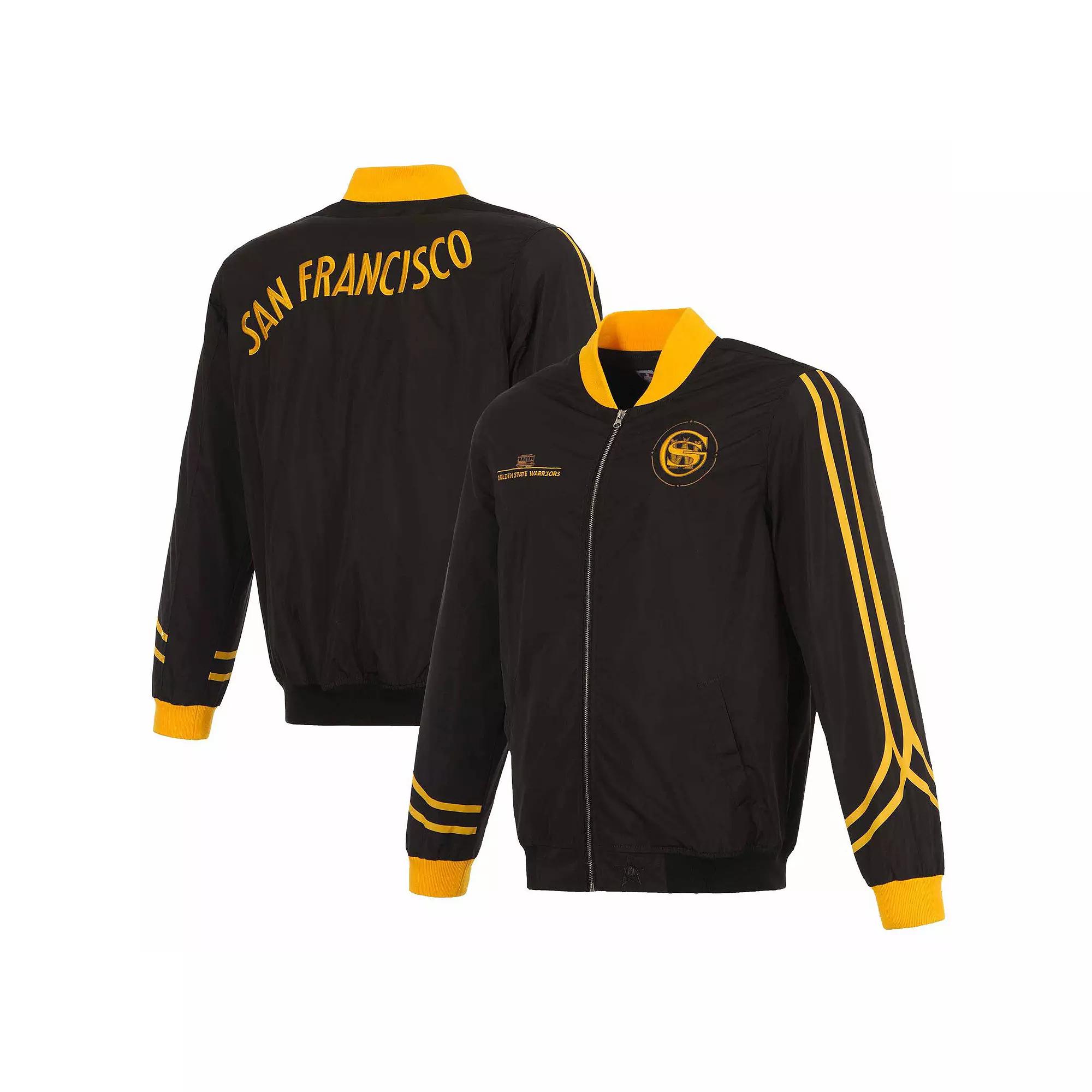 Men's JH Design Black Golden State Warriors 2023/24 City Edition Nylon Full-Zip Bomber Jacket, Size: XL Product Image