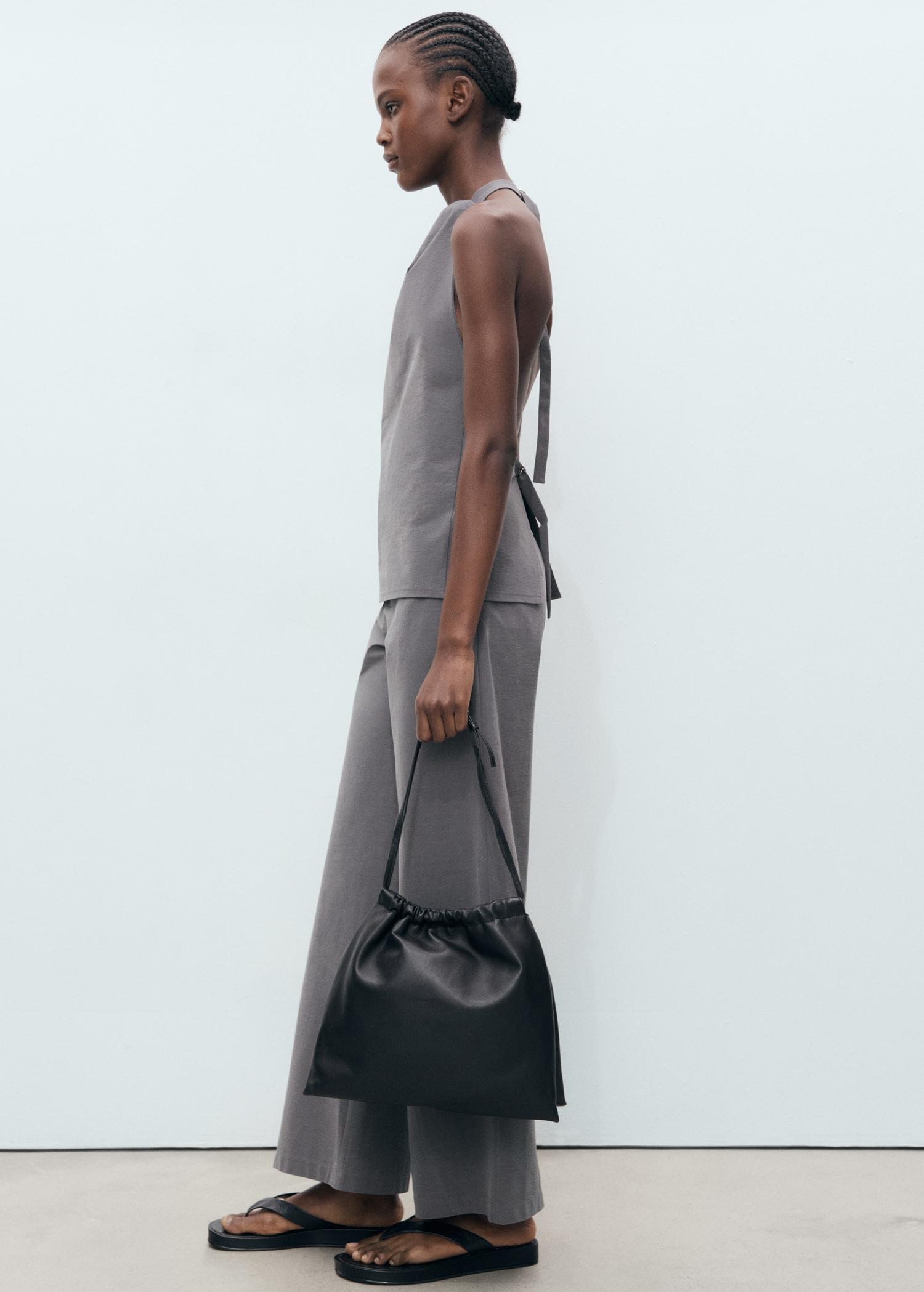 Straight pants with fine belt - Women | MANGO USA Product Image