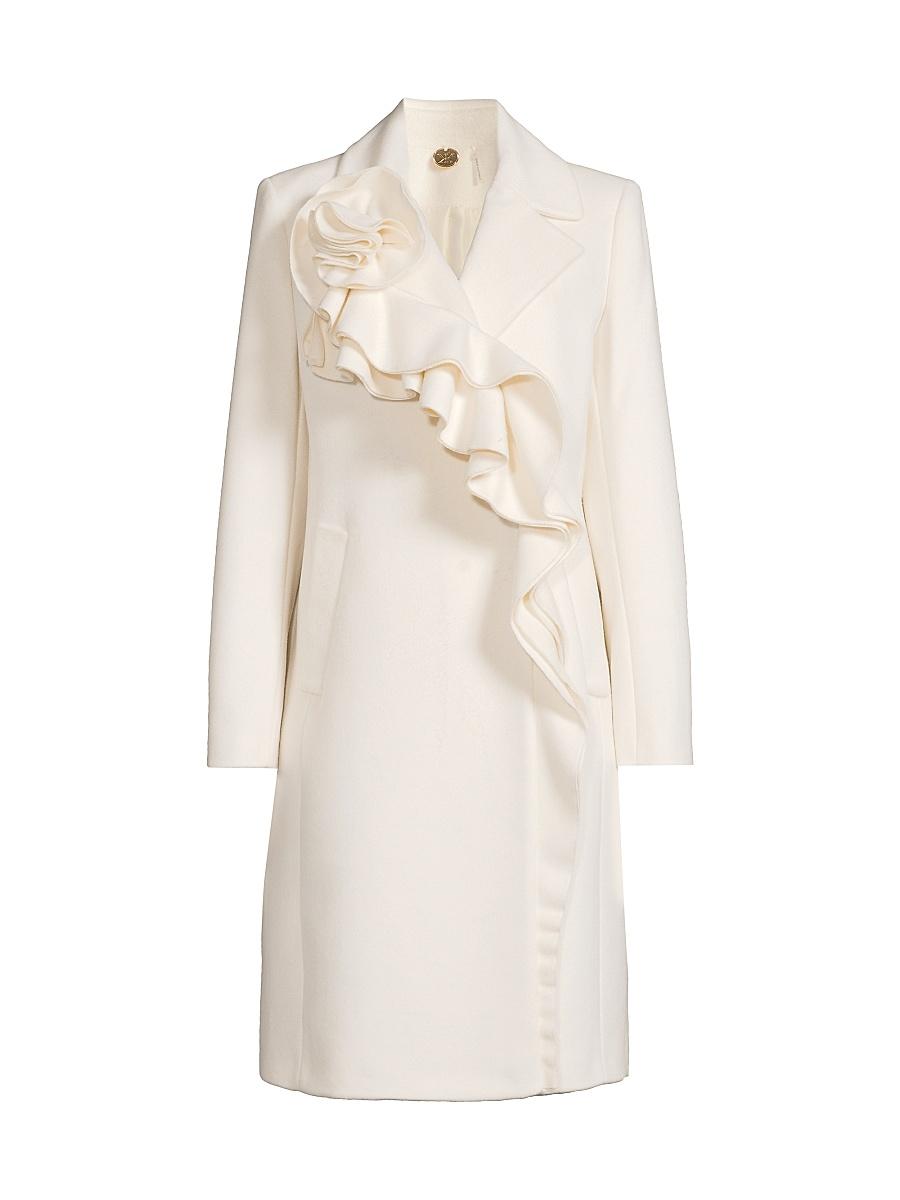 Womens Alora Brushed Wool Ruffle Coat Product Image