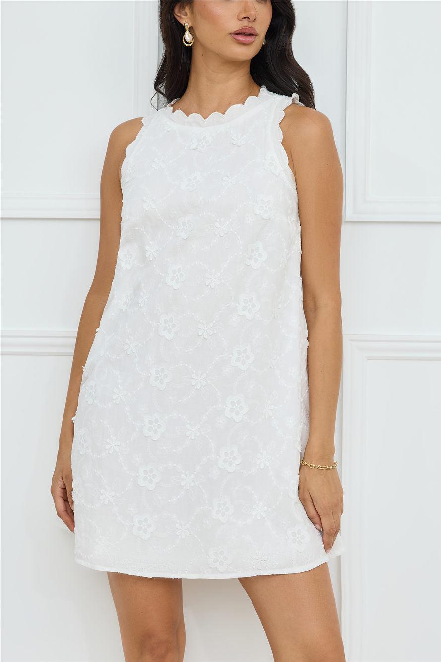 Seashell Chic Embroidered Mini Dress White Product Image