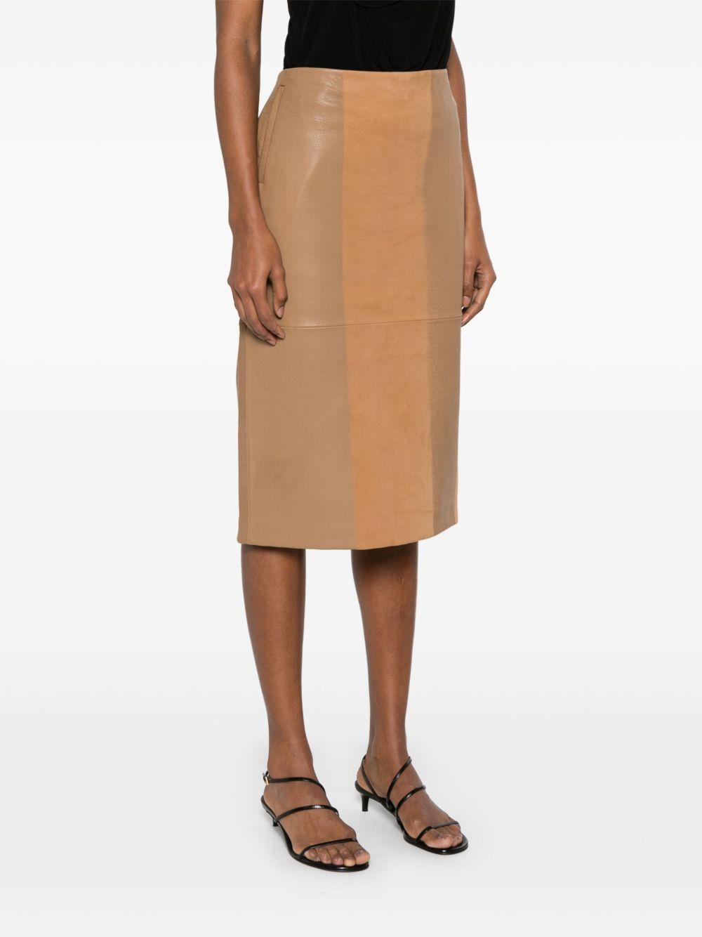 scuffed-leather midi skirt Product Image