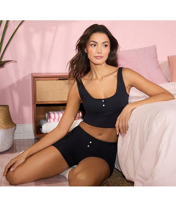 Bedhead Sleeveless Henley Knit Solid Cropped Tank Top Product Image