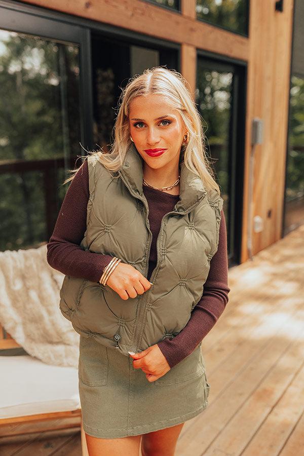 Mountain Top Morning Puffer Vest in Olive Product Image