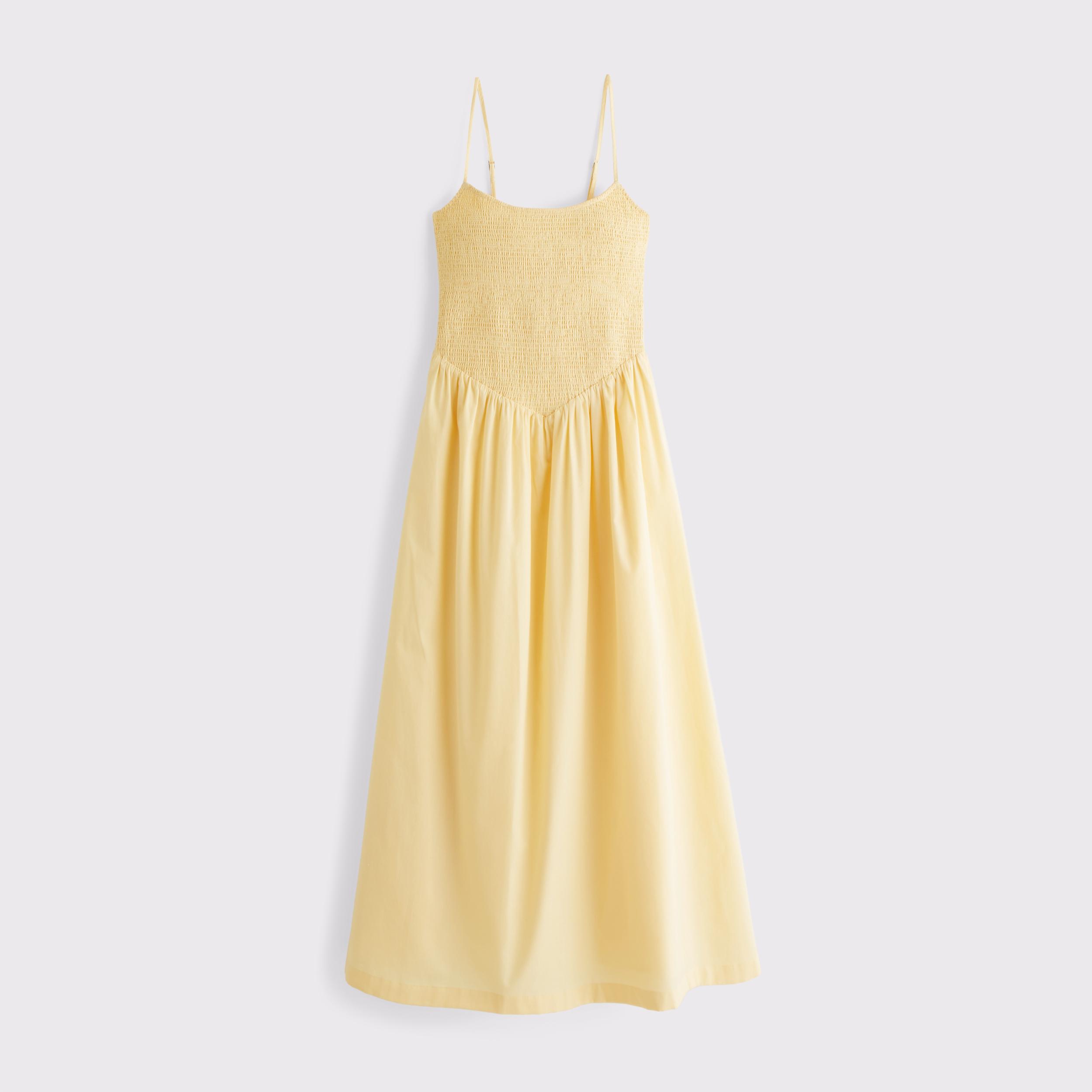 Dipped-Waist Smocked Midi Dress Product Image