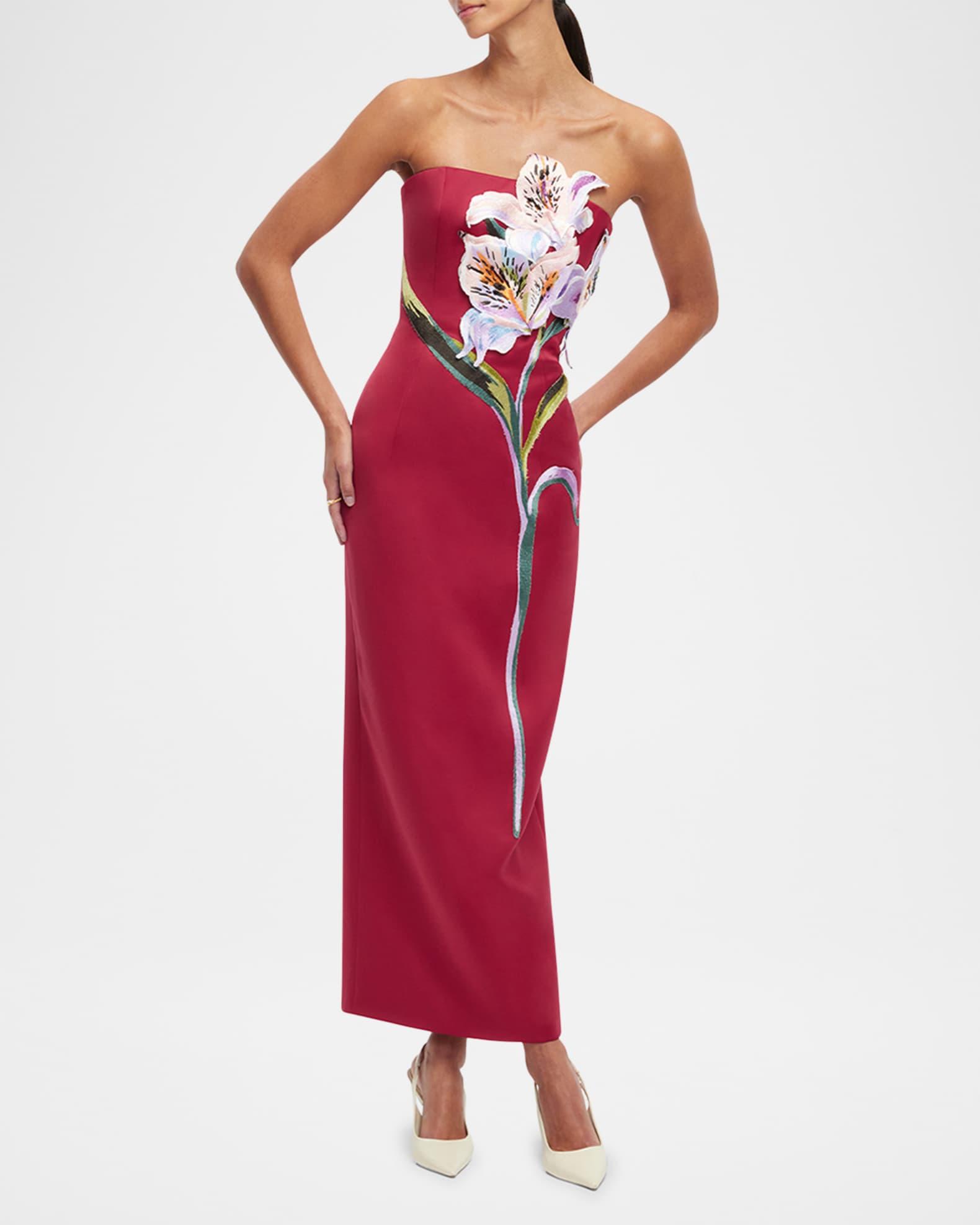 Rayna Strapless Floral Applique Maxi Dress Product Image