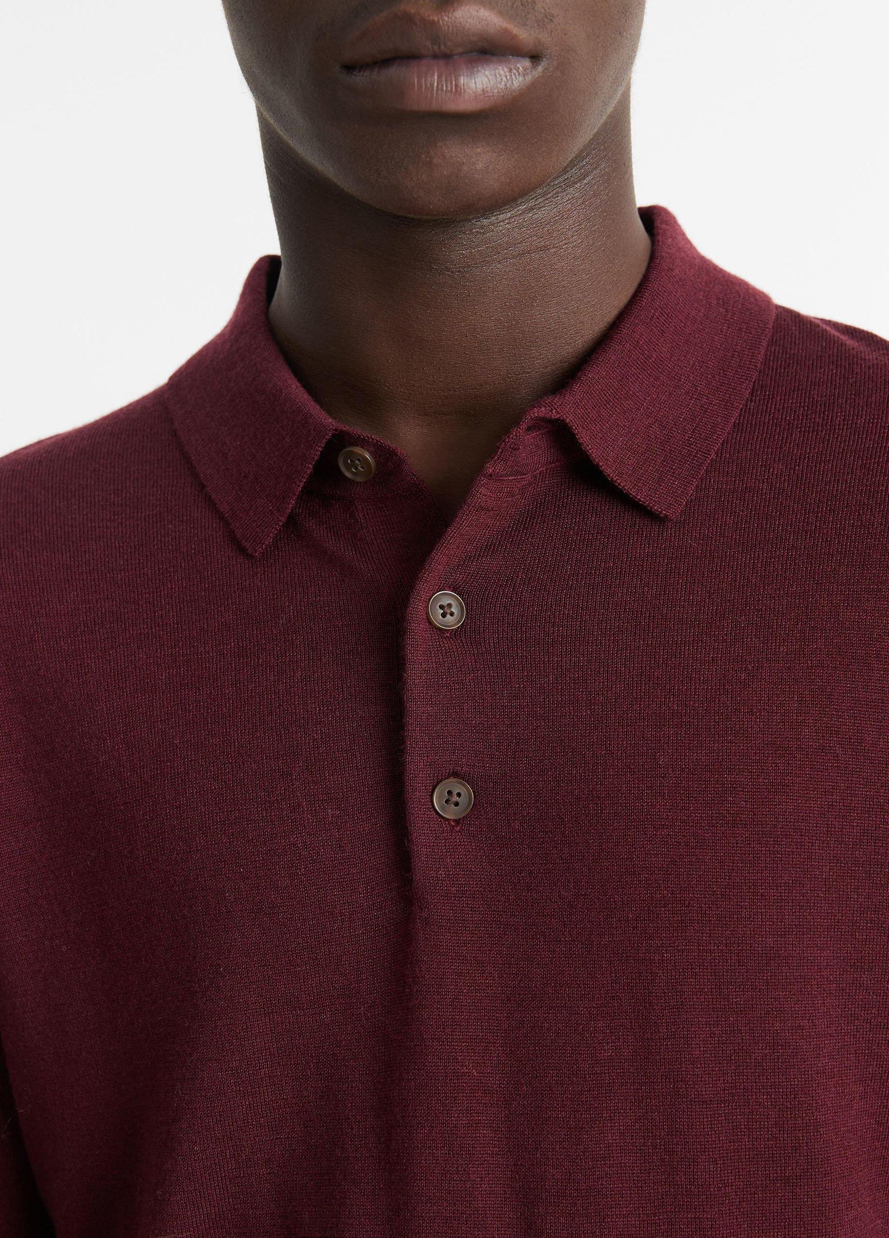 Wool Long-Sleeve Polo Sweater Product Image