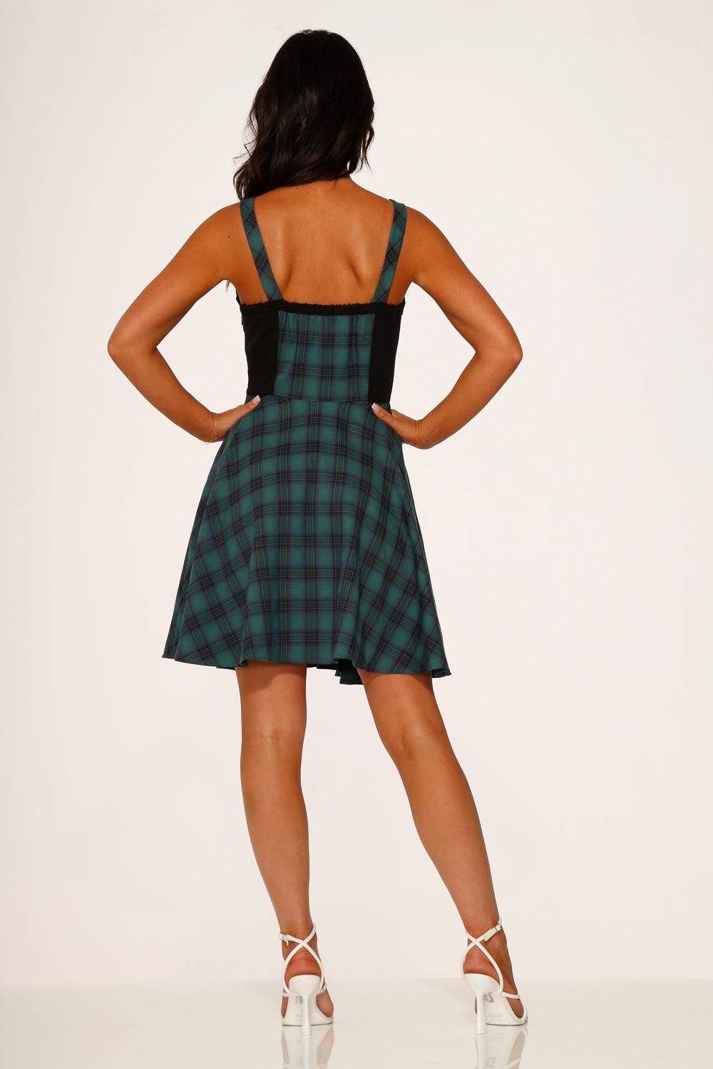 Green Plaid Swing Dress Product Image