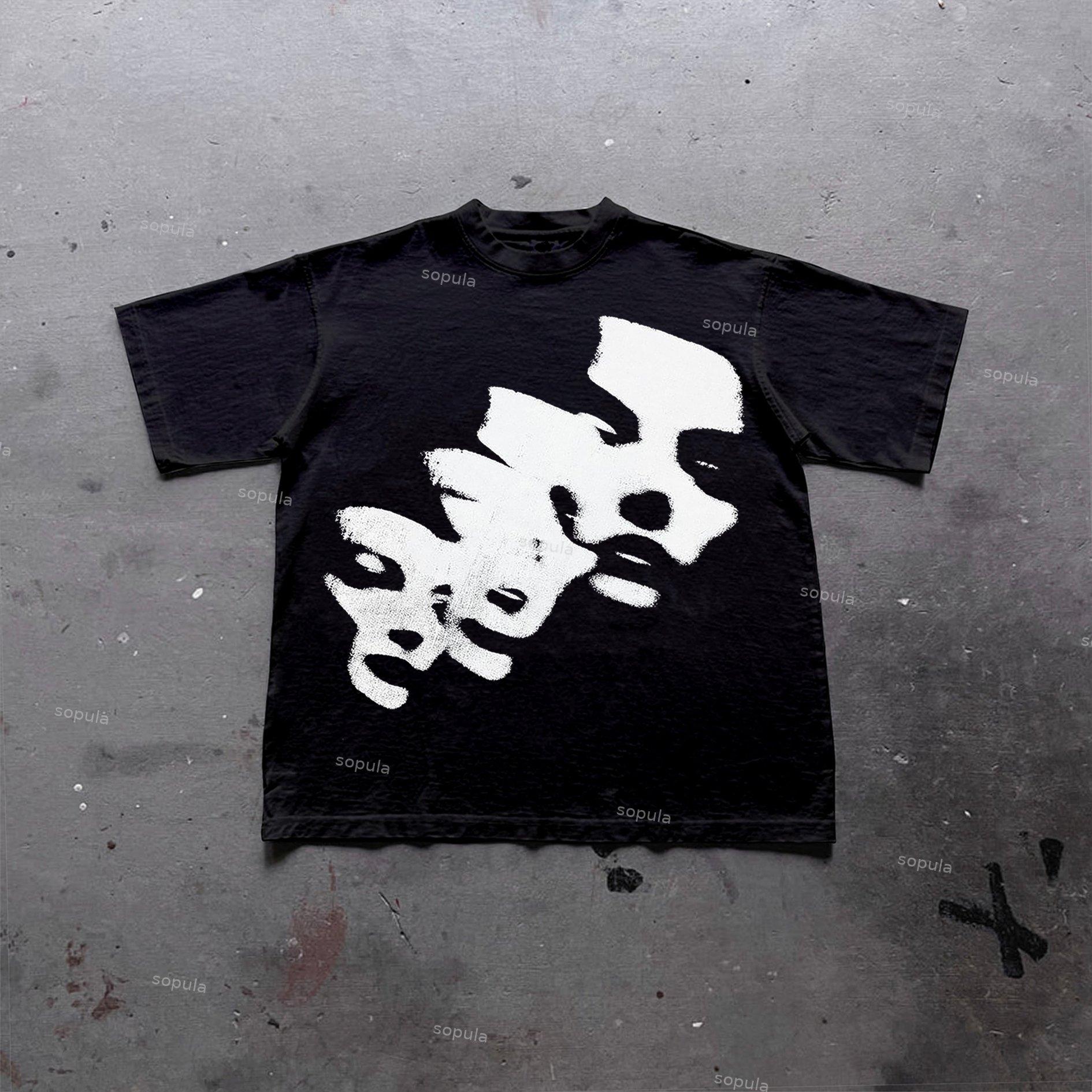 Sopula Vintage Portrait Graphic Print Street Cotton T-Shirt Product Image