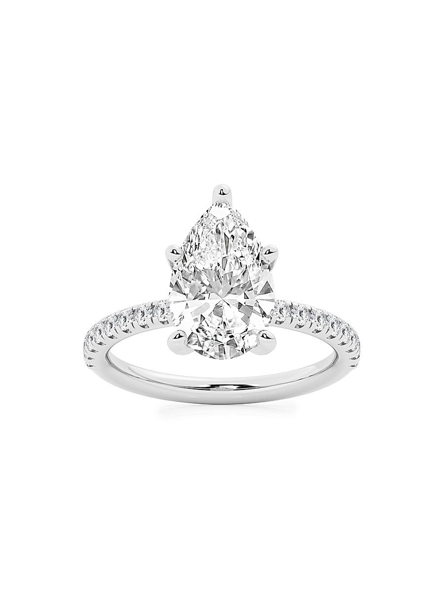 Womens 14K White Gold & Pear-Cut Lab-Grown Diamond Hidden Halo Ring/0.80-3.41 TCW Product Image