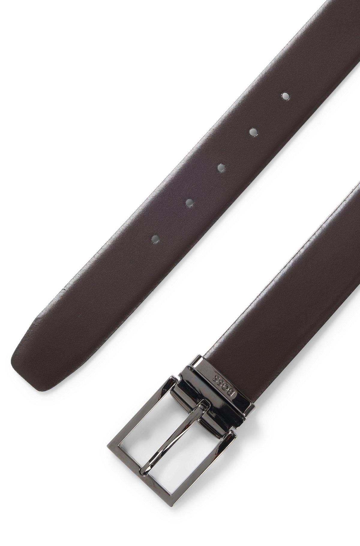Reversible Italian-leather belt with gunmetal hardware Product Image