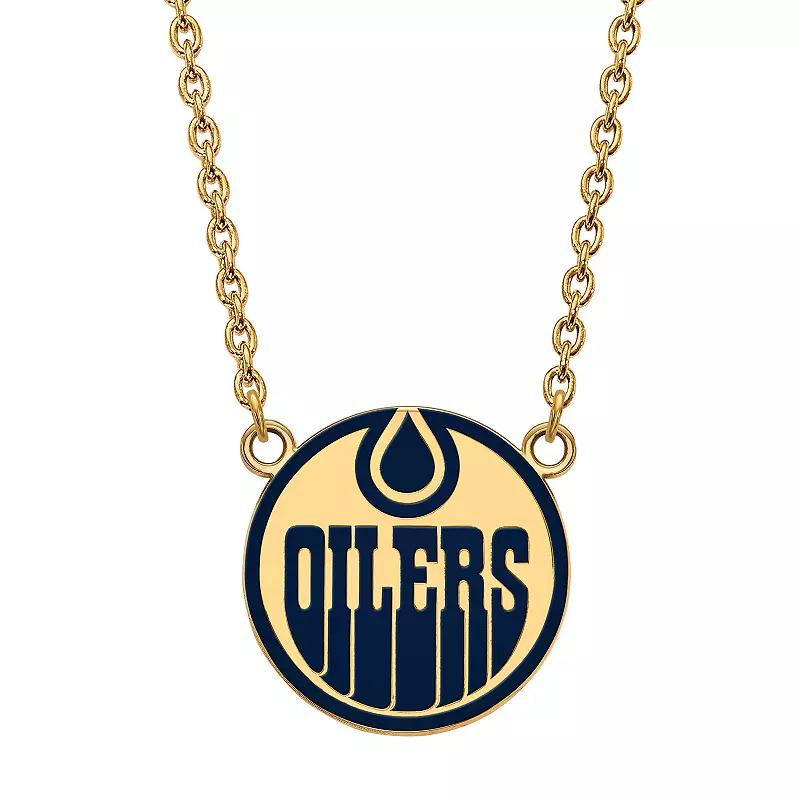 LogoArt Sterling Silver Edmonton Oilers Large Enameled Pendant Necklace, Women's, Size: 18" Product Image