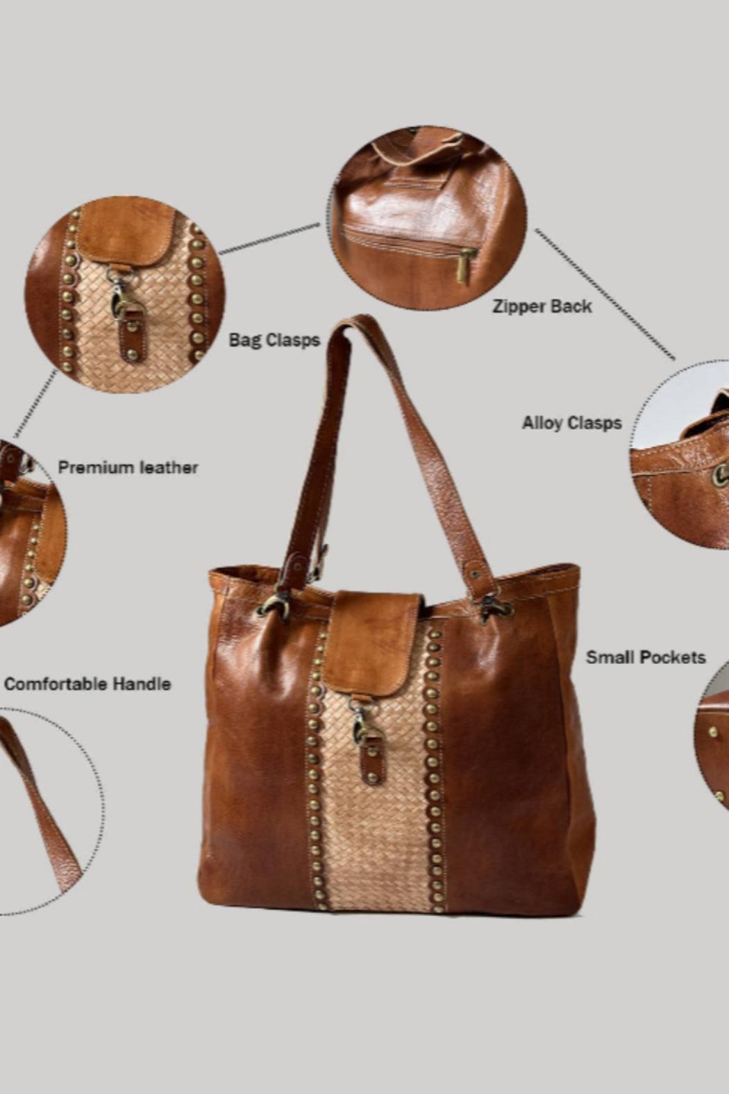 Handmade Woven Leather Shoulder Purse Product Image