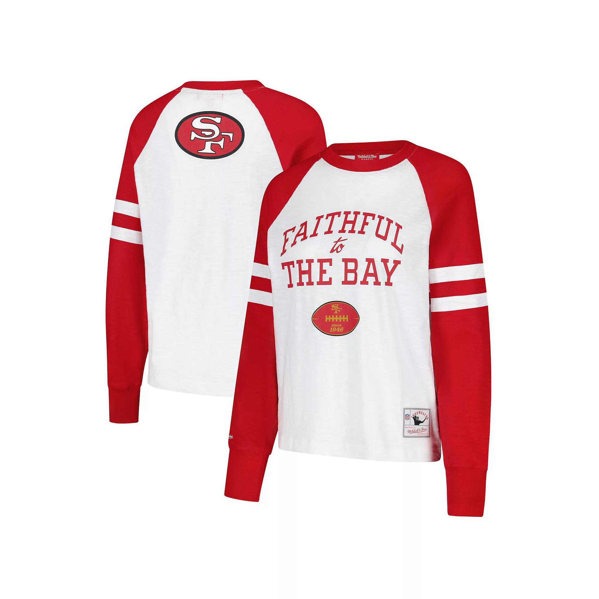 Women's  White/Scarlet San Francisco 49ers Slub Long Sleeve T-Shirt, Size: Medium Product Image