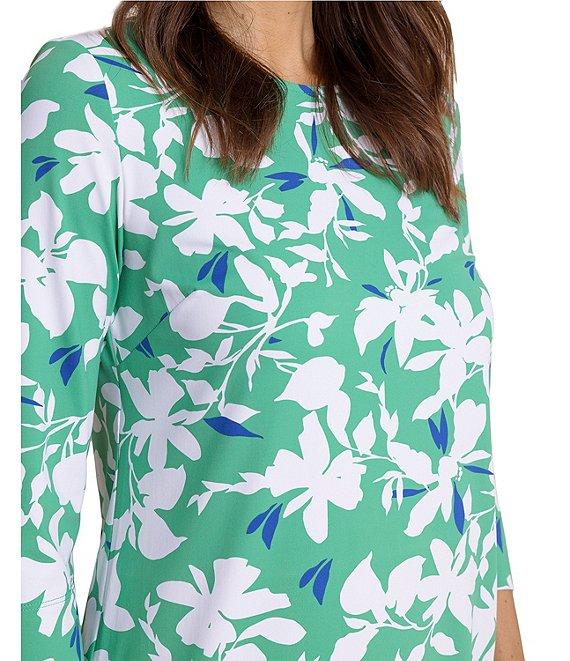 Southern Tide Leira Blossom Bay Crew Neck 3/4 Sleeve Dress Product Image