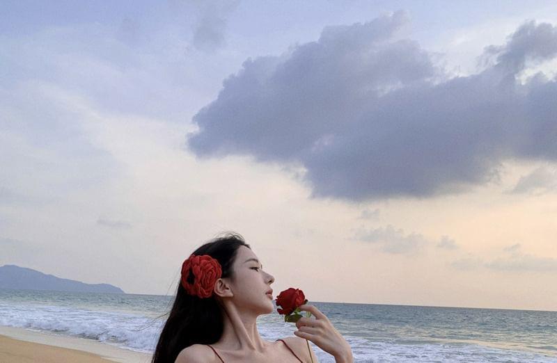 Spaghetti Strap Plain Open Back Maxi Sundress Product Image