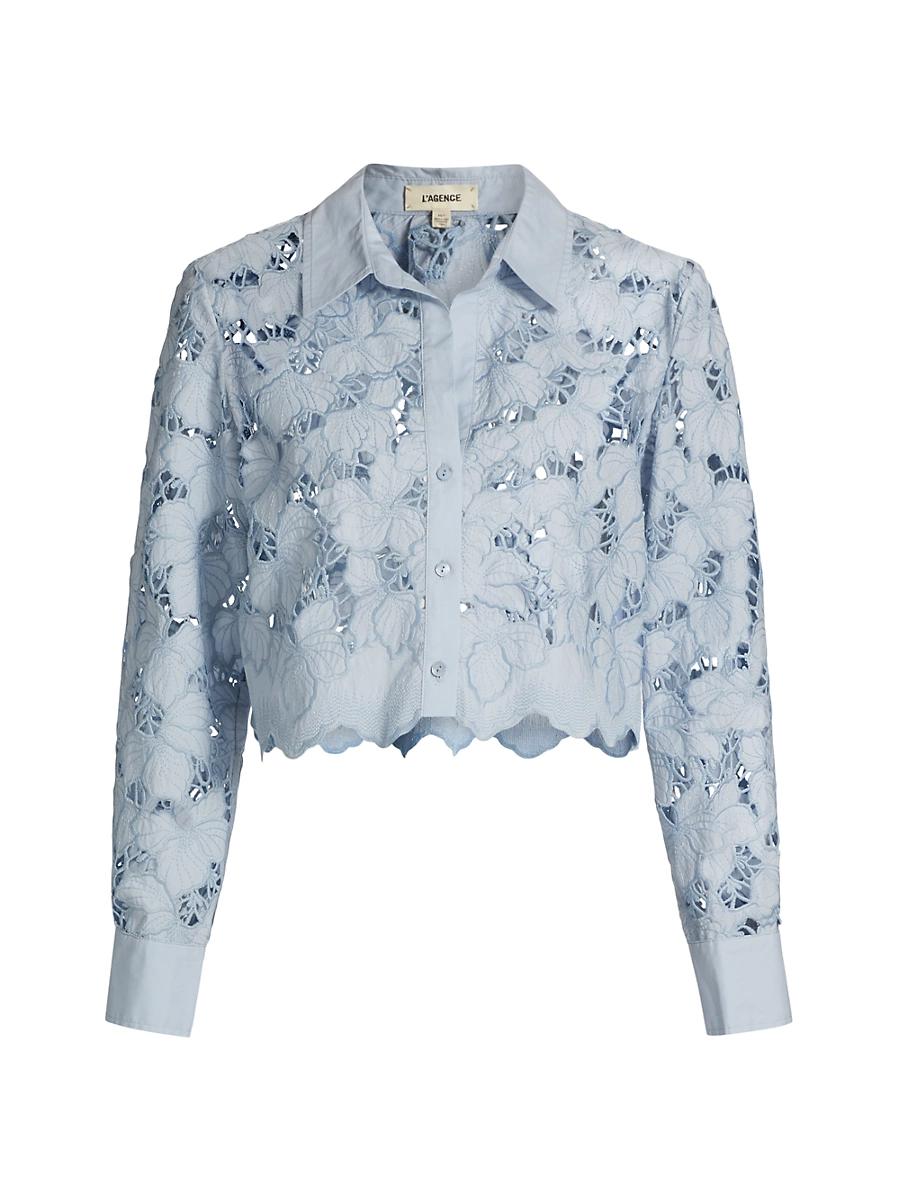 Womens Seychelle Floral Cotton Eyelet Crop Blouse Product Image