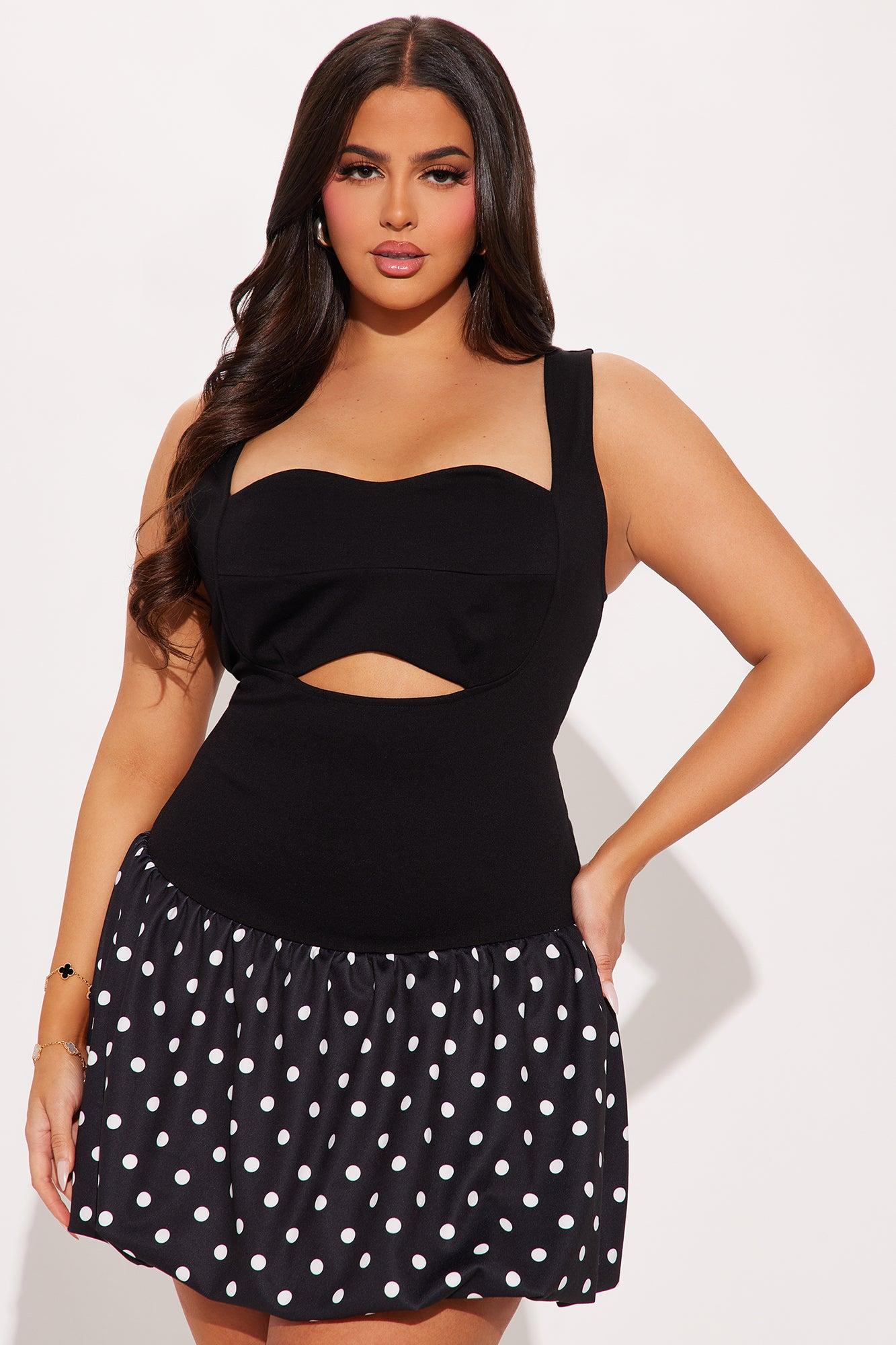 Evie Polka Dot Bubble Mirco Mini Dress - Black/combo Product Image