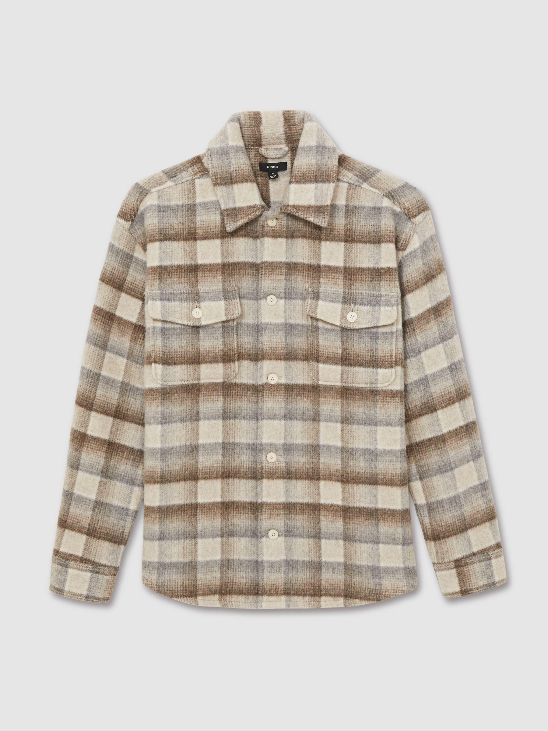 Brushed Wool-Blend Check Overshirt in Oatmeal Product Image
