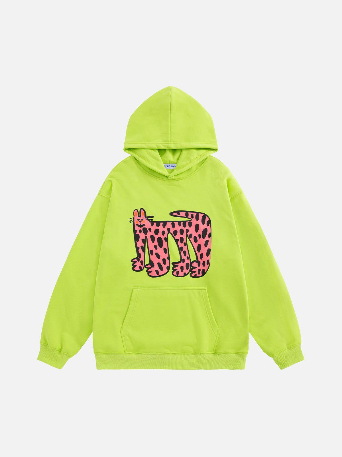 Aelfric Eden Pink Cat Print Pullover Hoodie Product Image