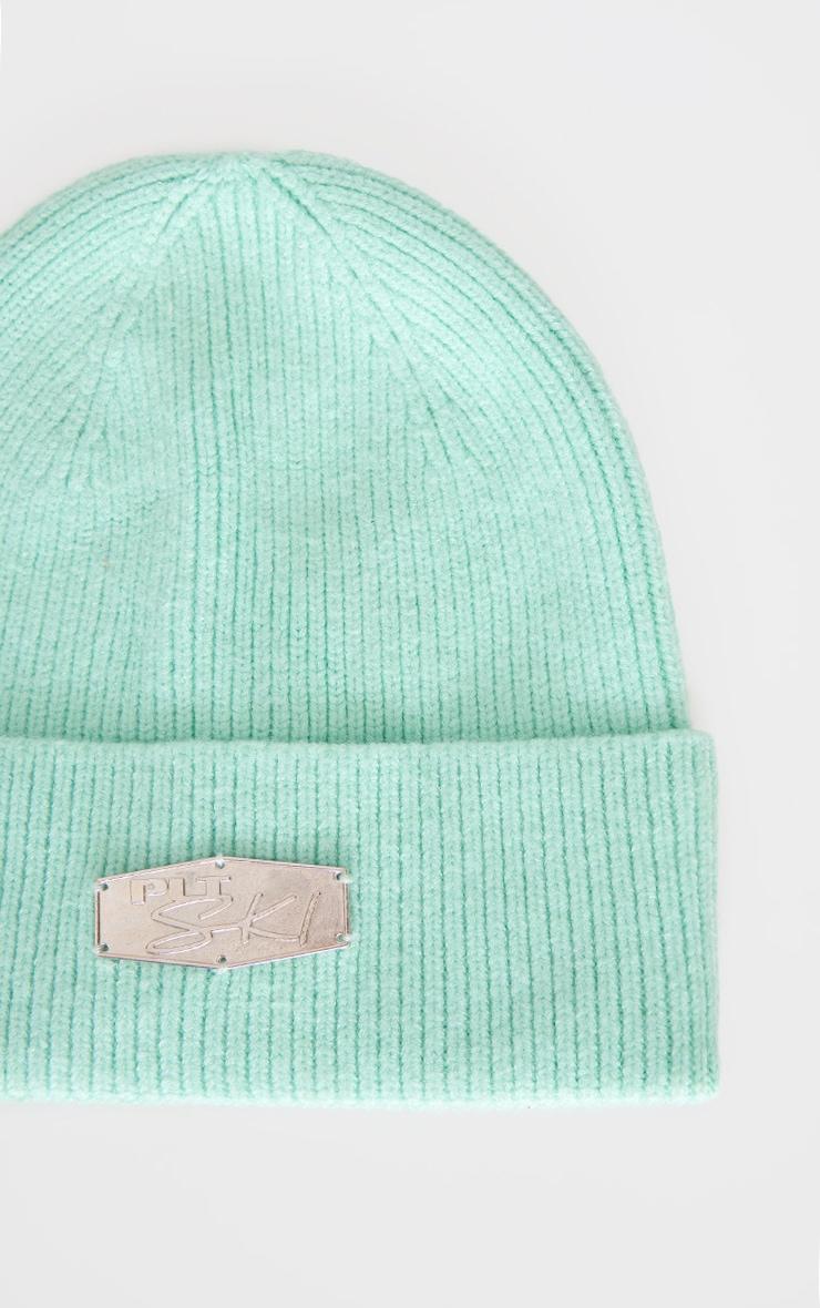 PRETTYLITTLETHING Green Ski Cable Knit Beanie Product Image