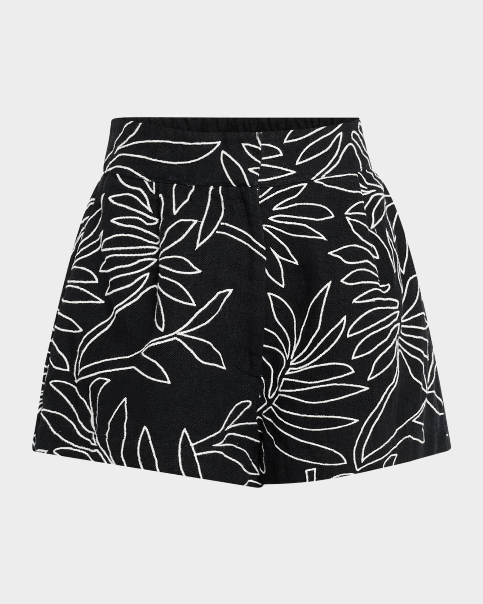 Blanche Wide-Leg Embroidered Linen Shorts Product Image