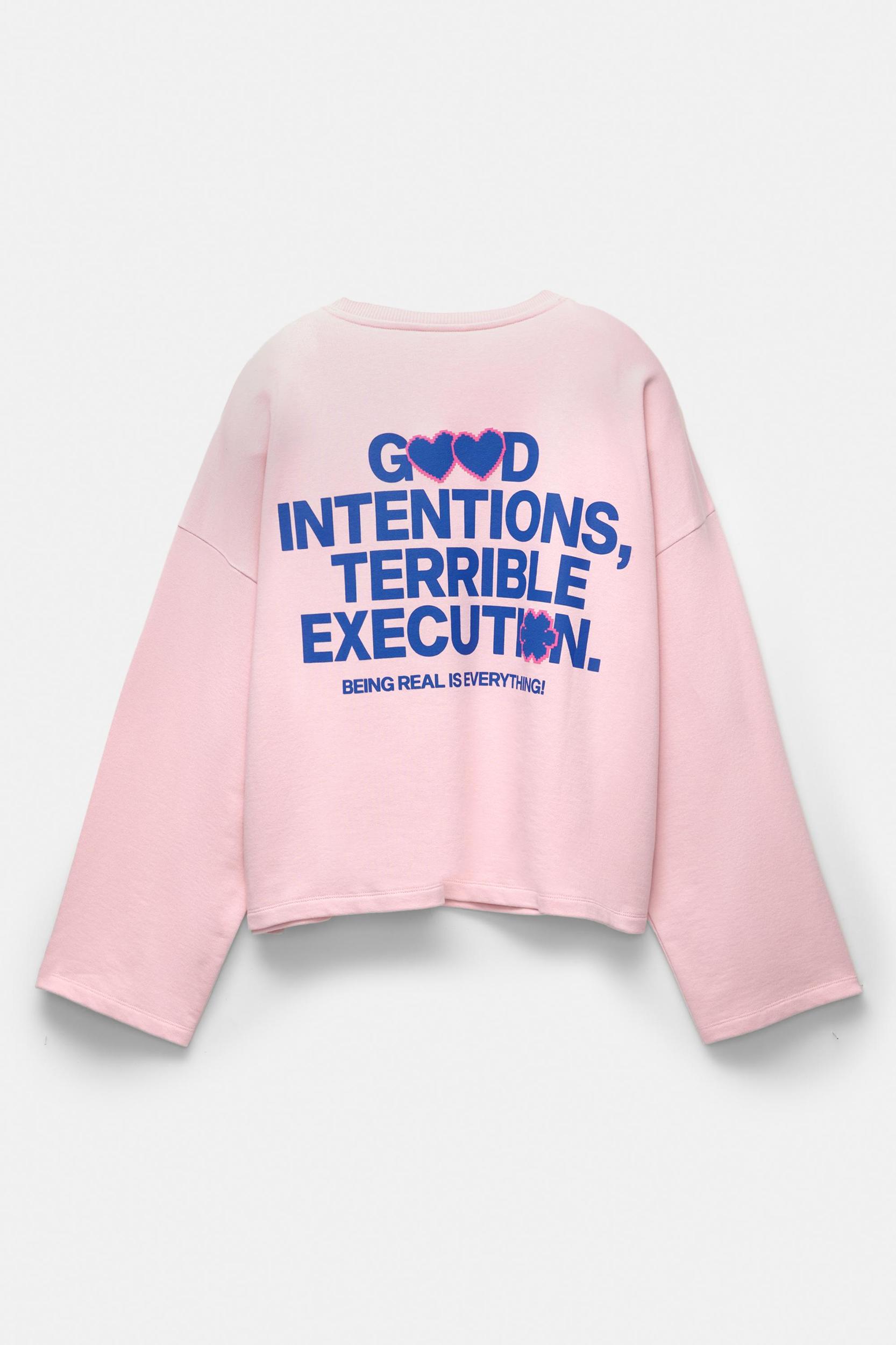 Pink sweatshirt with slogan Product Image