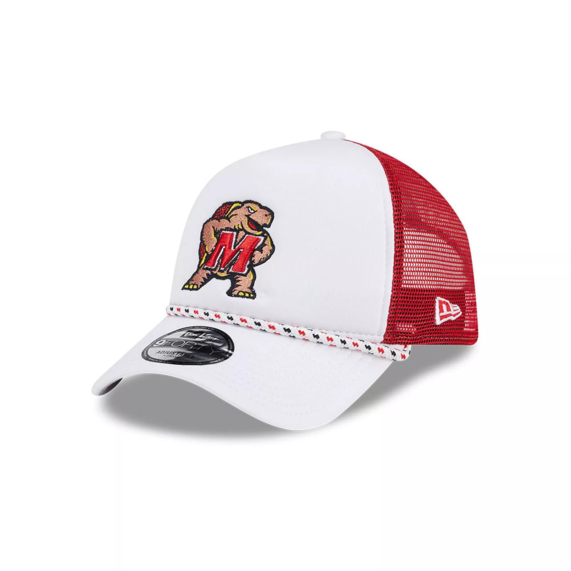 Men's New Era White/Red Maryland Terrapins Court Sport Foam A-Frame 9FORTY Adjustable Trucker Hat Product Image