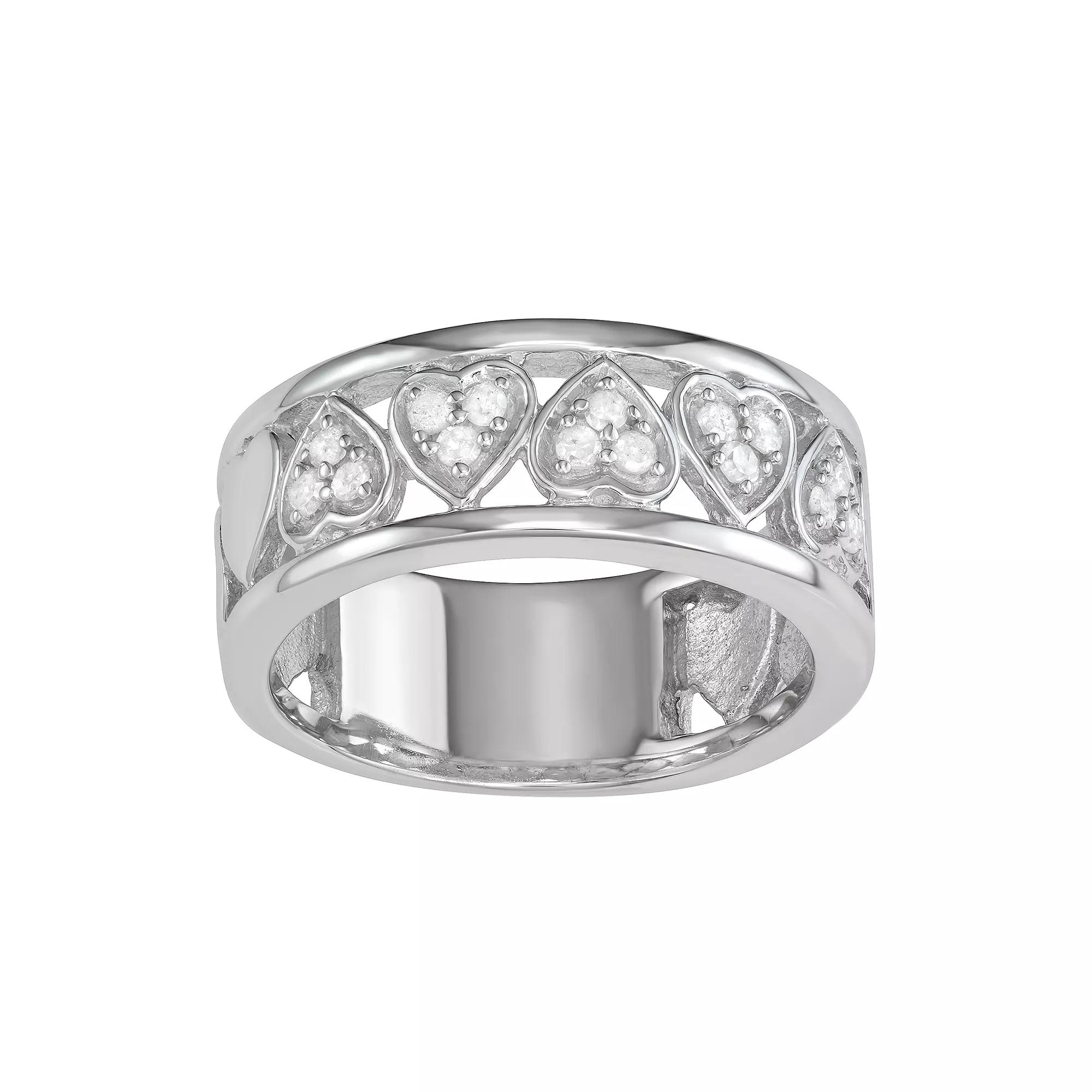 Jewelexcess Sterling Silver 1/5 C.T. Diamond Heart Ring, Women's, Size: 7, Silvertone Product Image