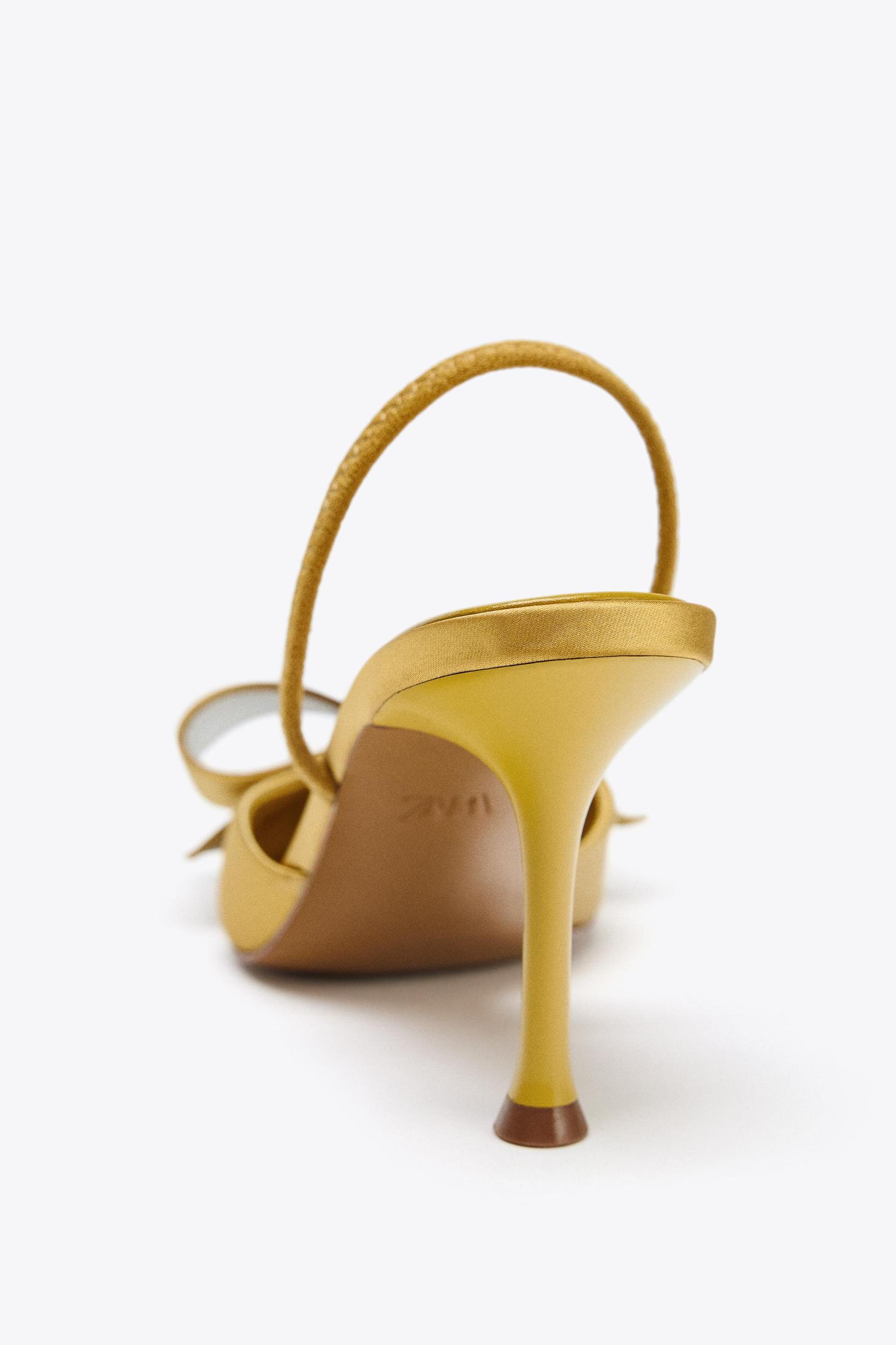 SATIN-EFFECT SLINGBACK HEELS Product Image